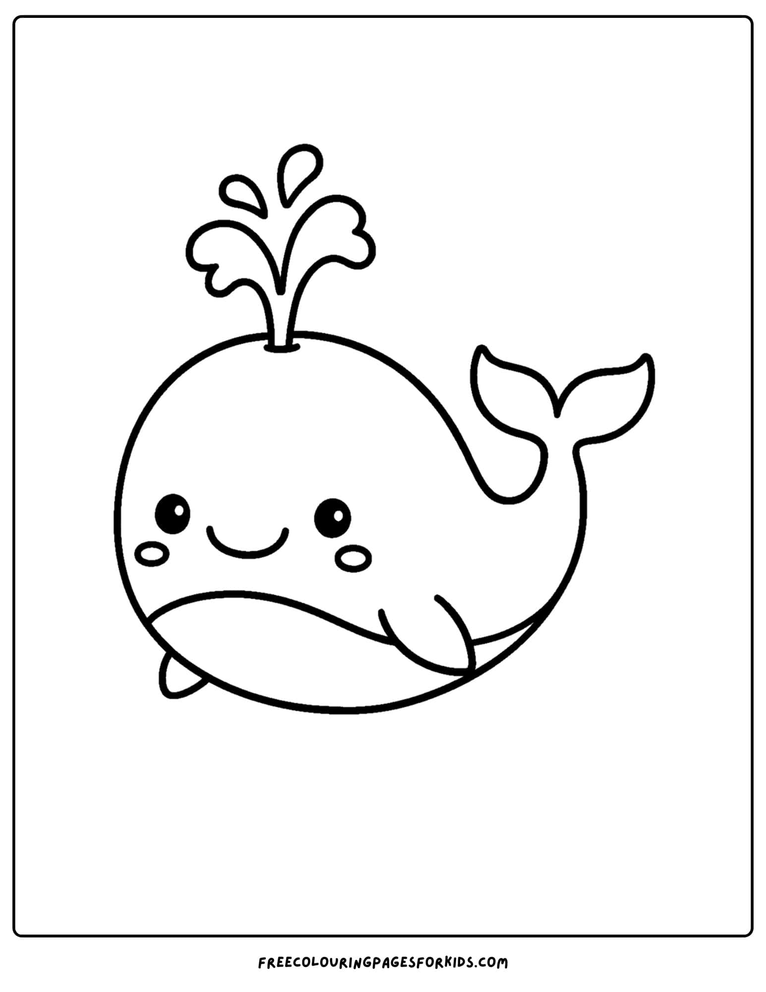 a kawaii coloring page of a cute whale