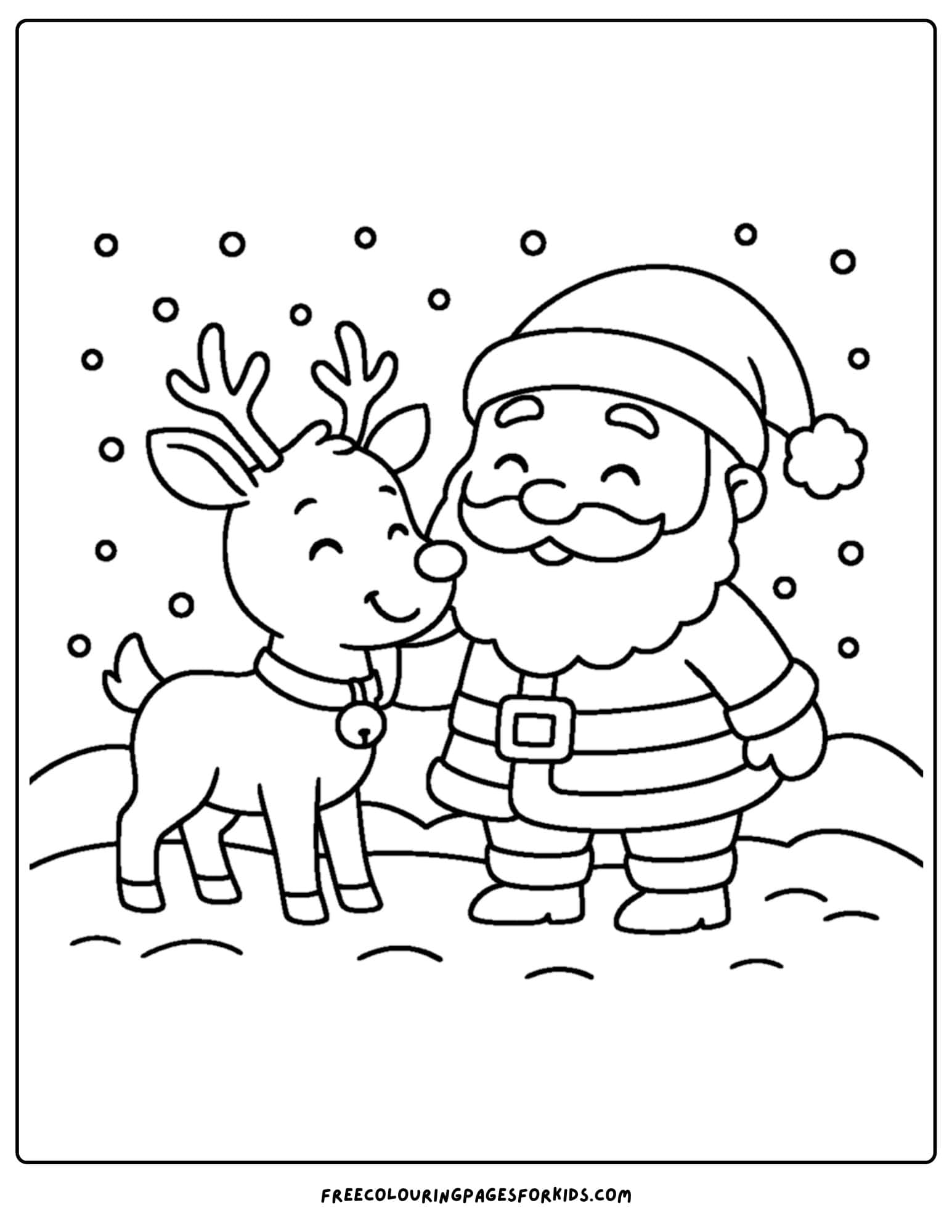 a reindeer coloring page featuring a reindeer with santa