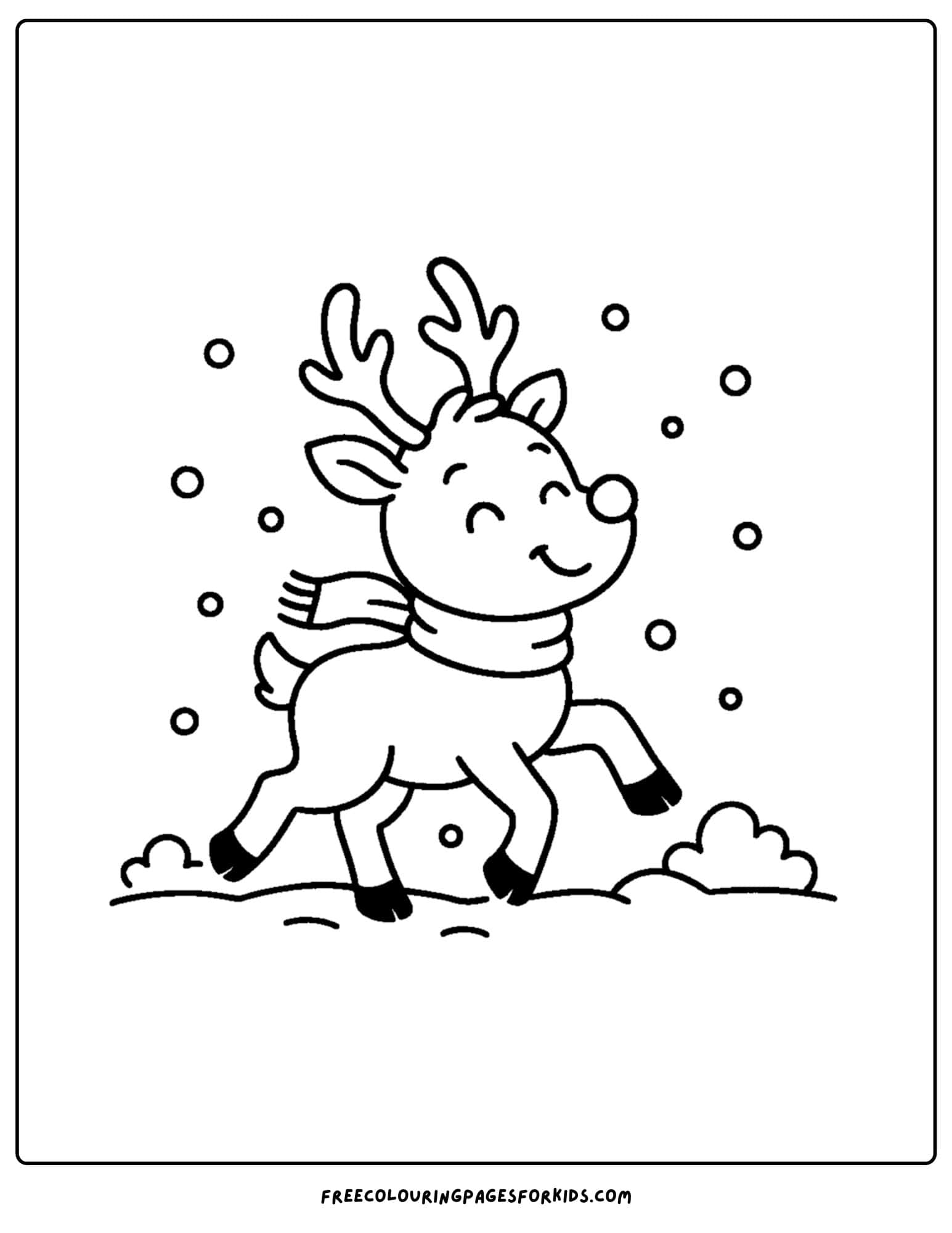 a reindeer coloring page featuring reindeer prancing in the snow