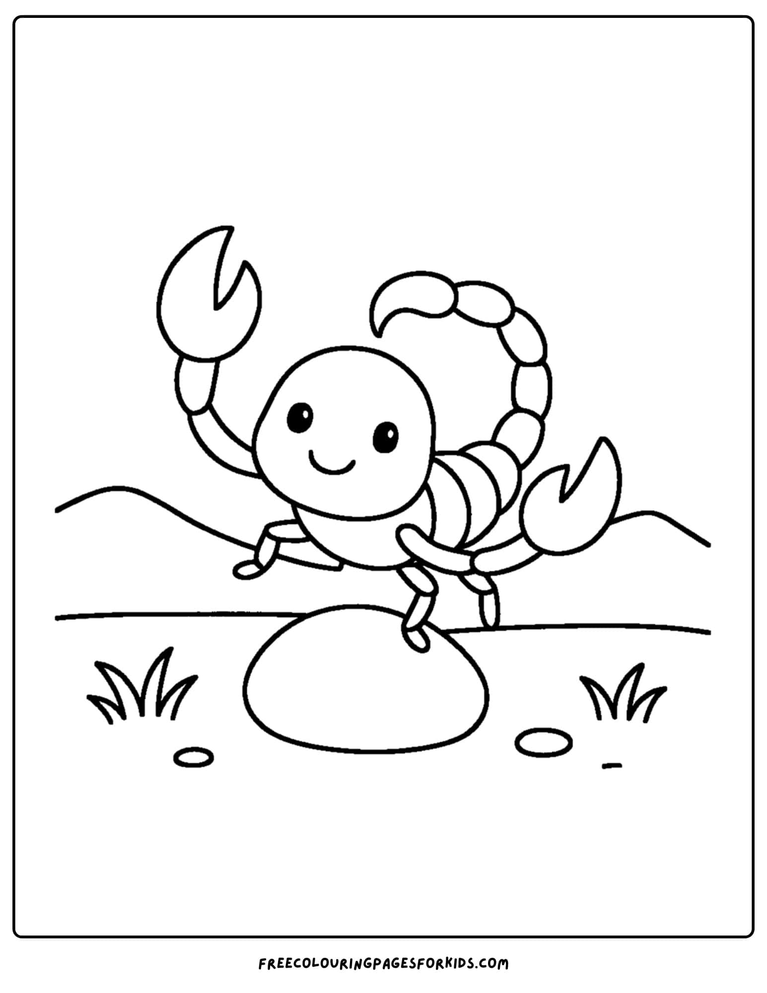 a scorpion coloring page featuring a scorpion balancing on one leg
