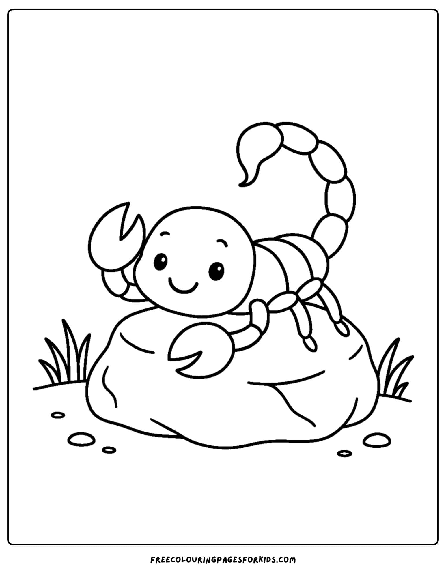 a scorpion coloring page featuring a scorpion sitting on a rock