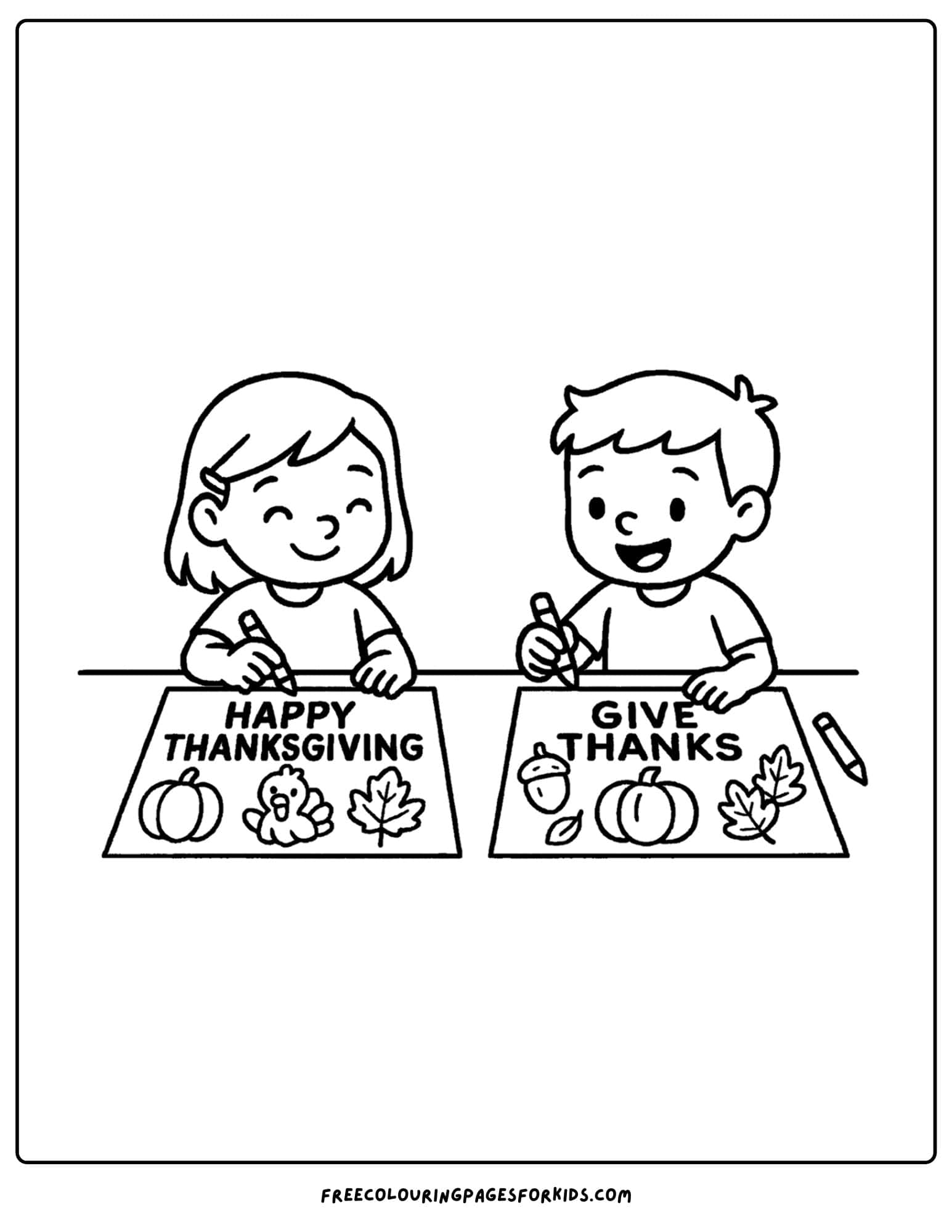a thanksgiving coloring page of kids coloring placemats