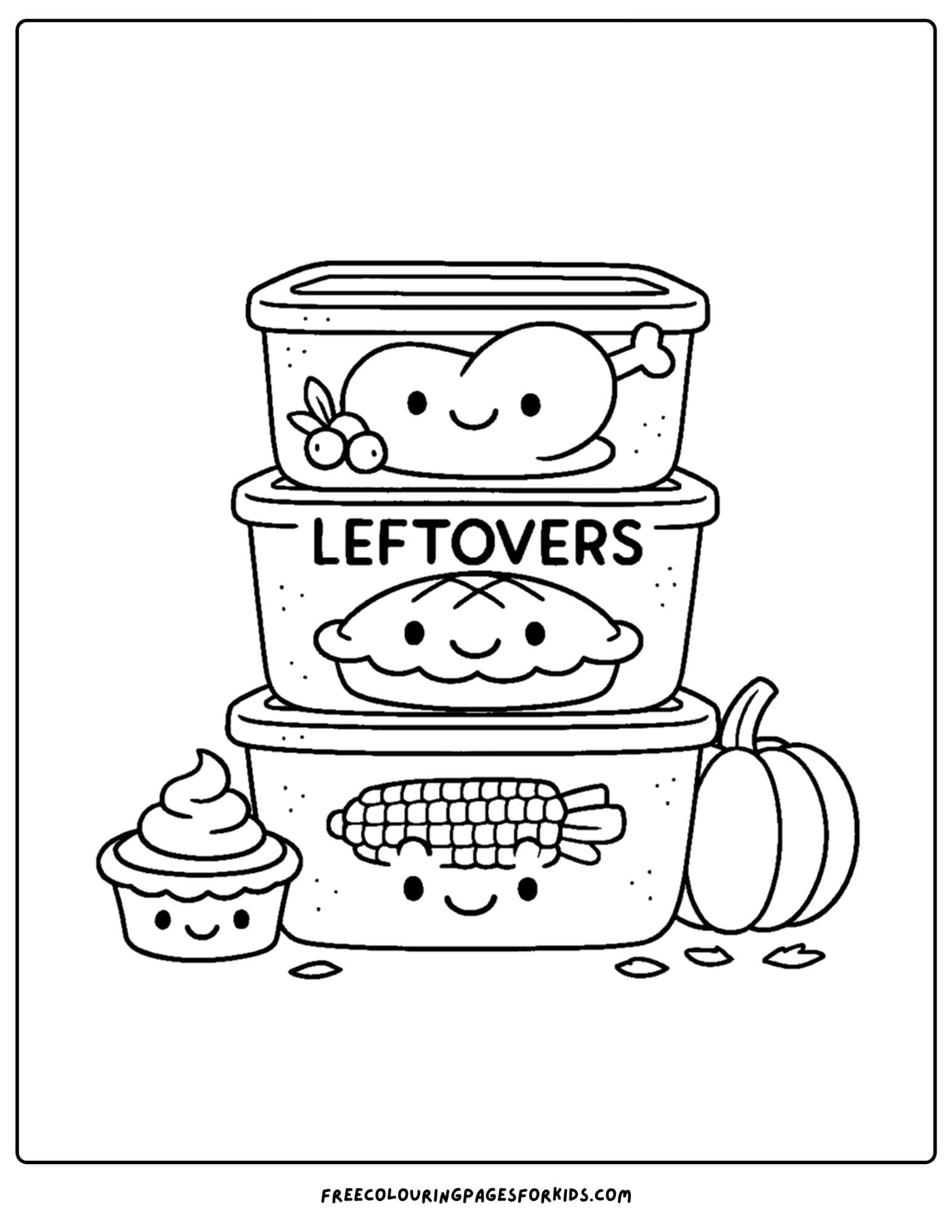 a thanksgiving coloring page of thanksgiving leftovers