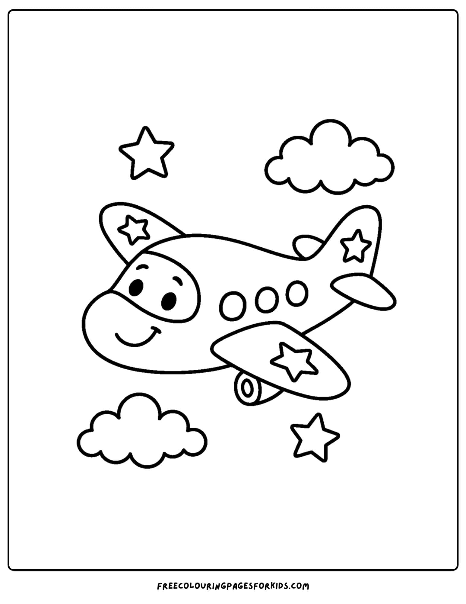 a toy coloring page of a toy airplane flying