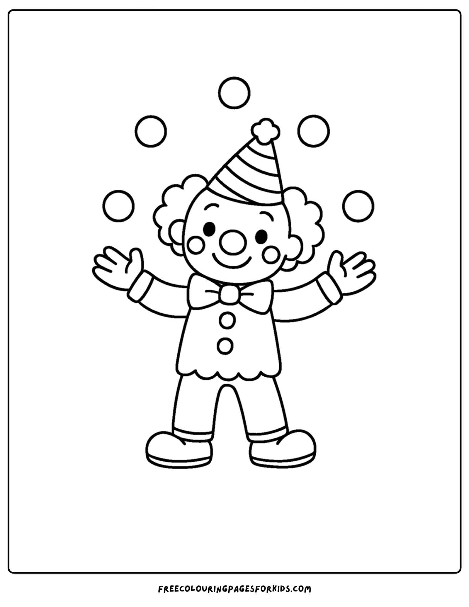 a toy coloring page of a clown juggling