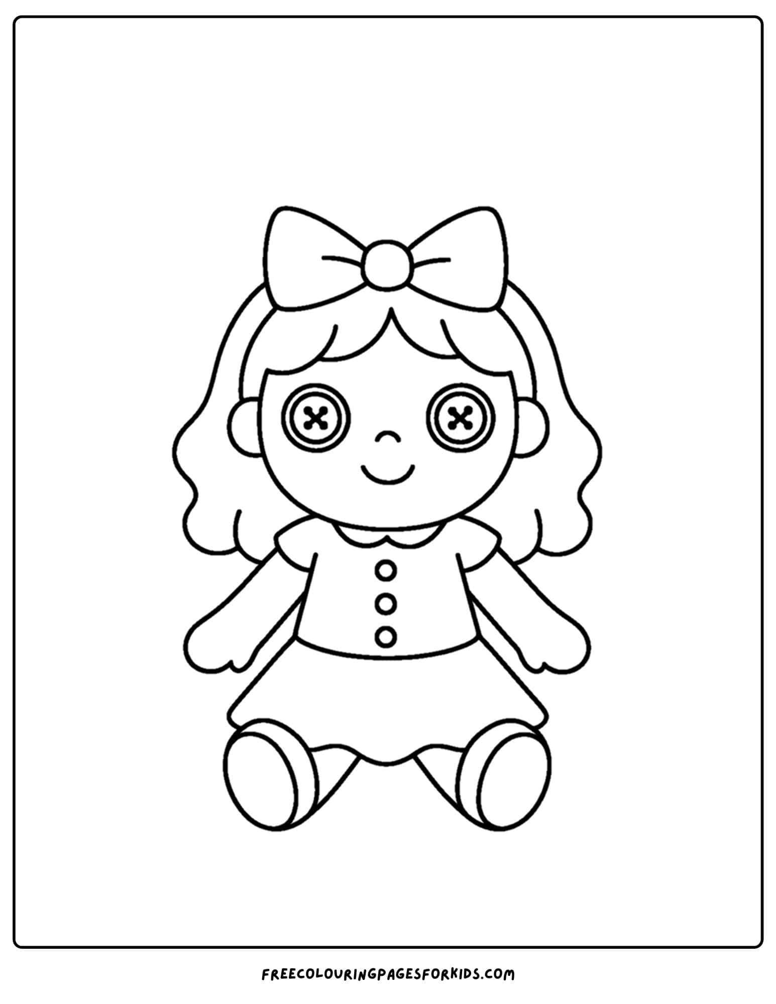a toy coloring page of a rag doll
