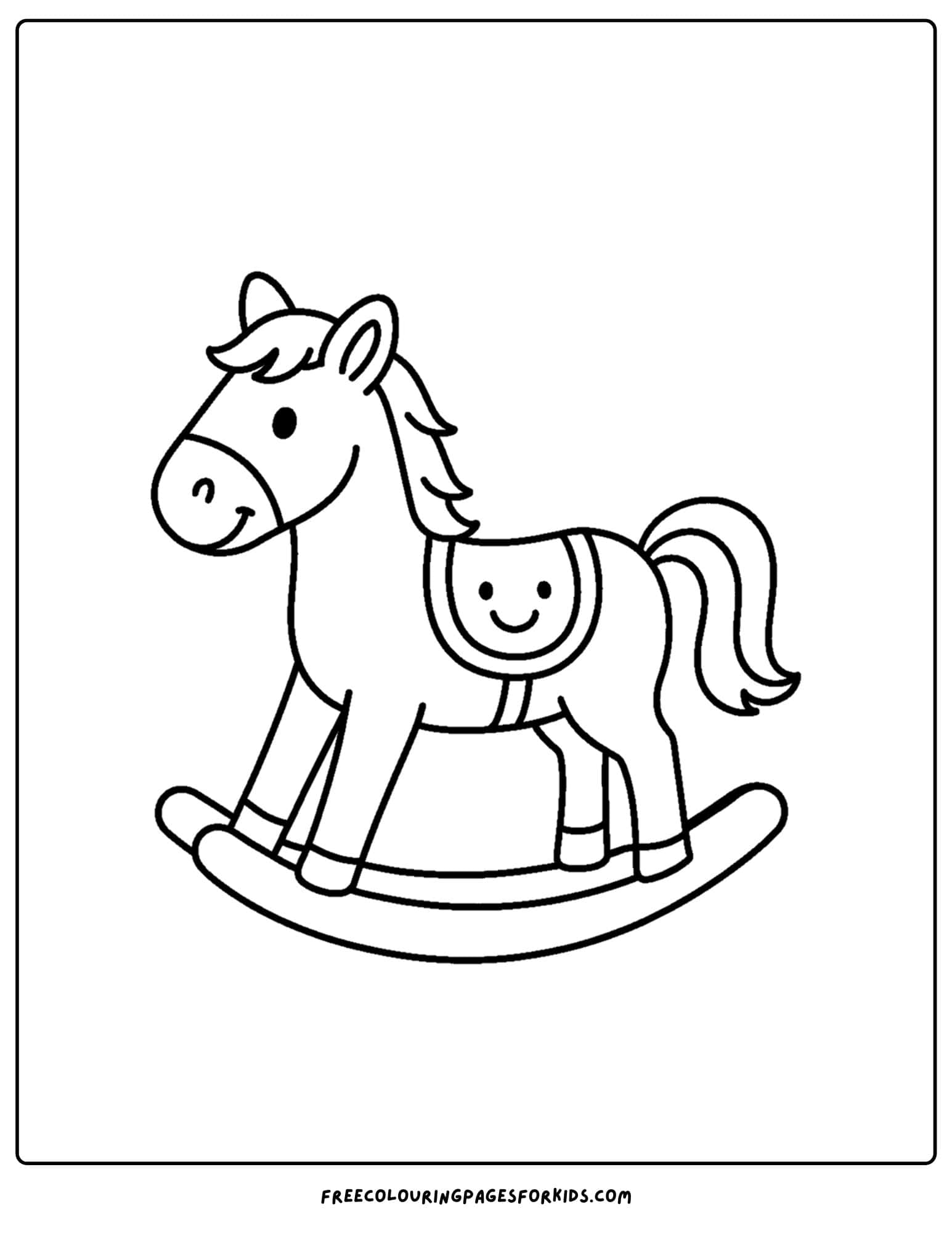 a toy coloring page of a rocking horse