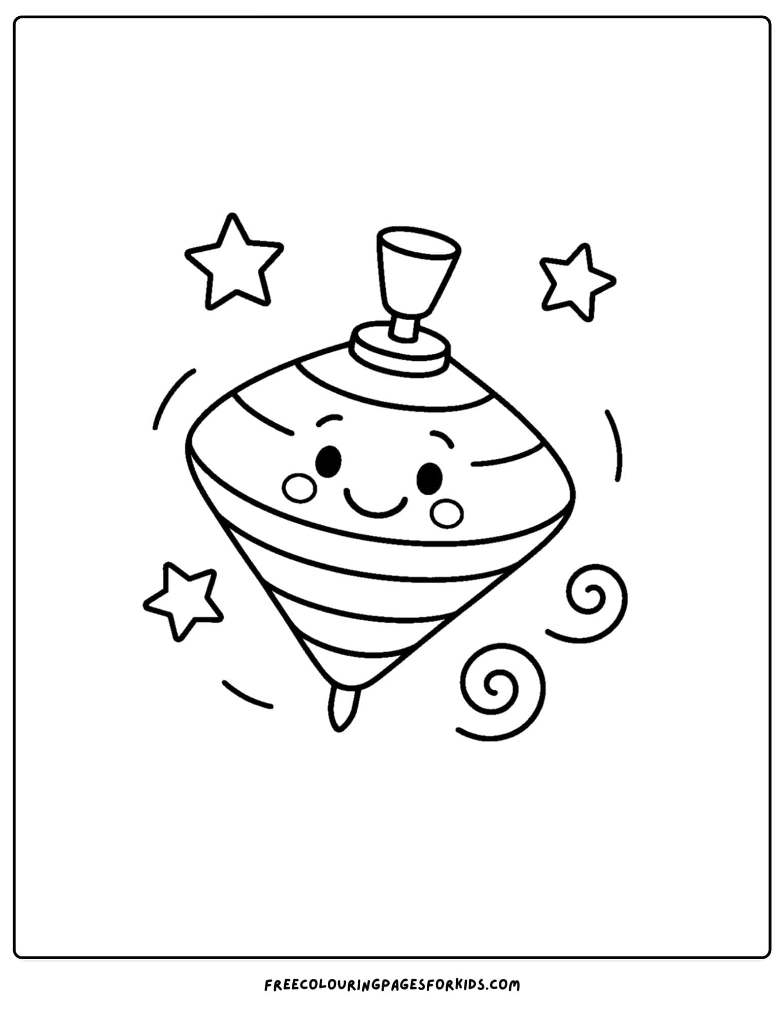 a toy coloring page of a spinning top