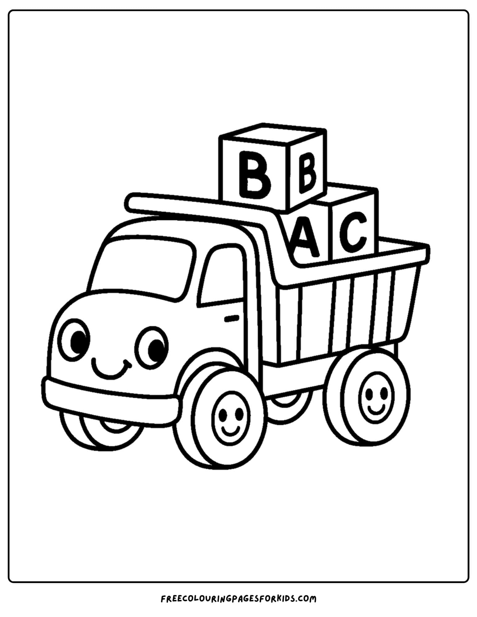 a toy coloring page of a toy truck carrying blocks