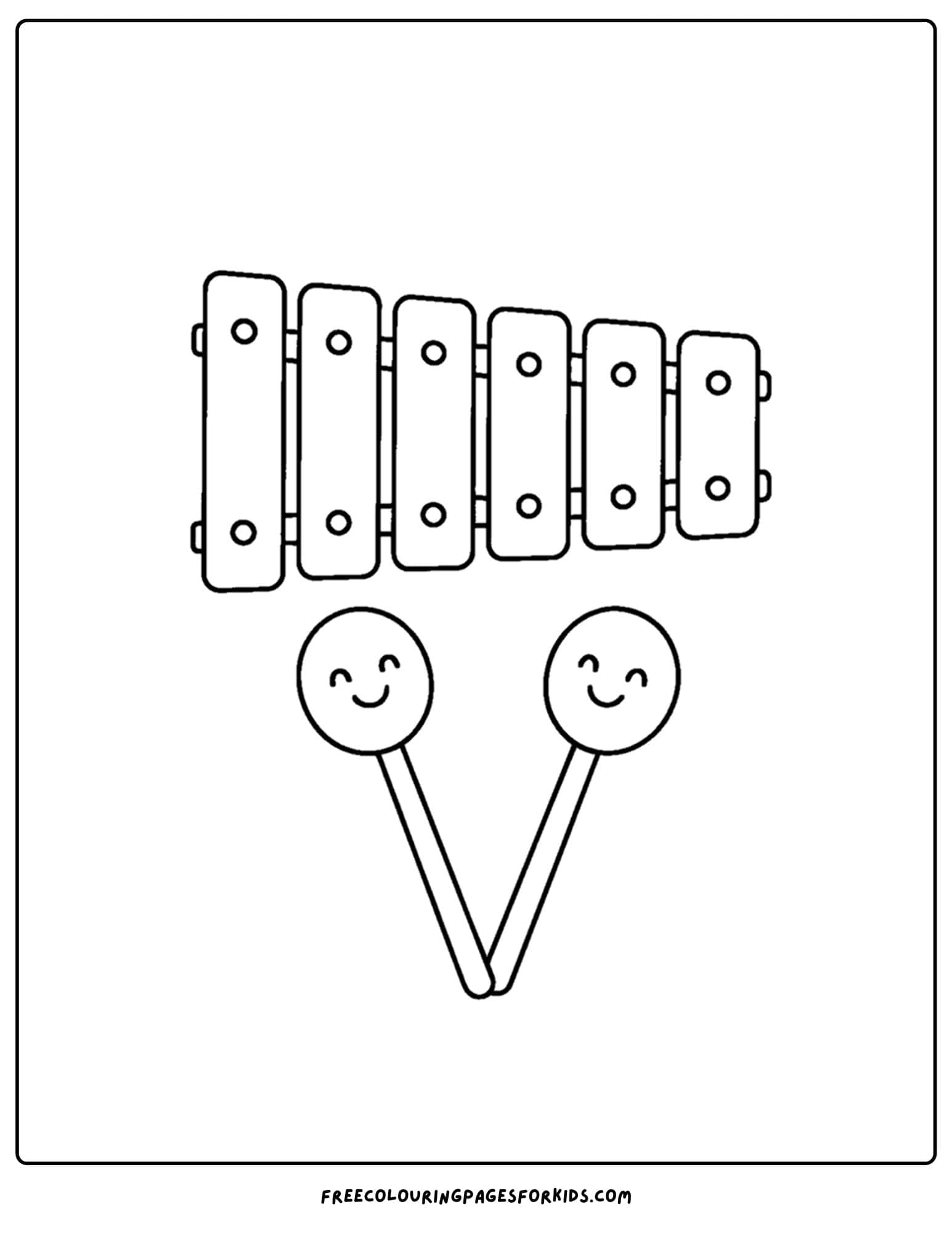 a toy coloring page of a xylophone