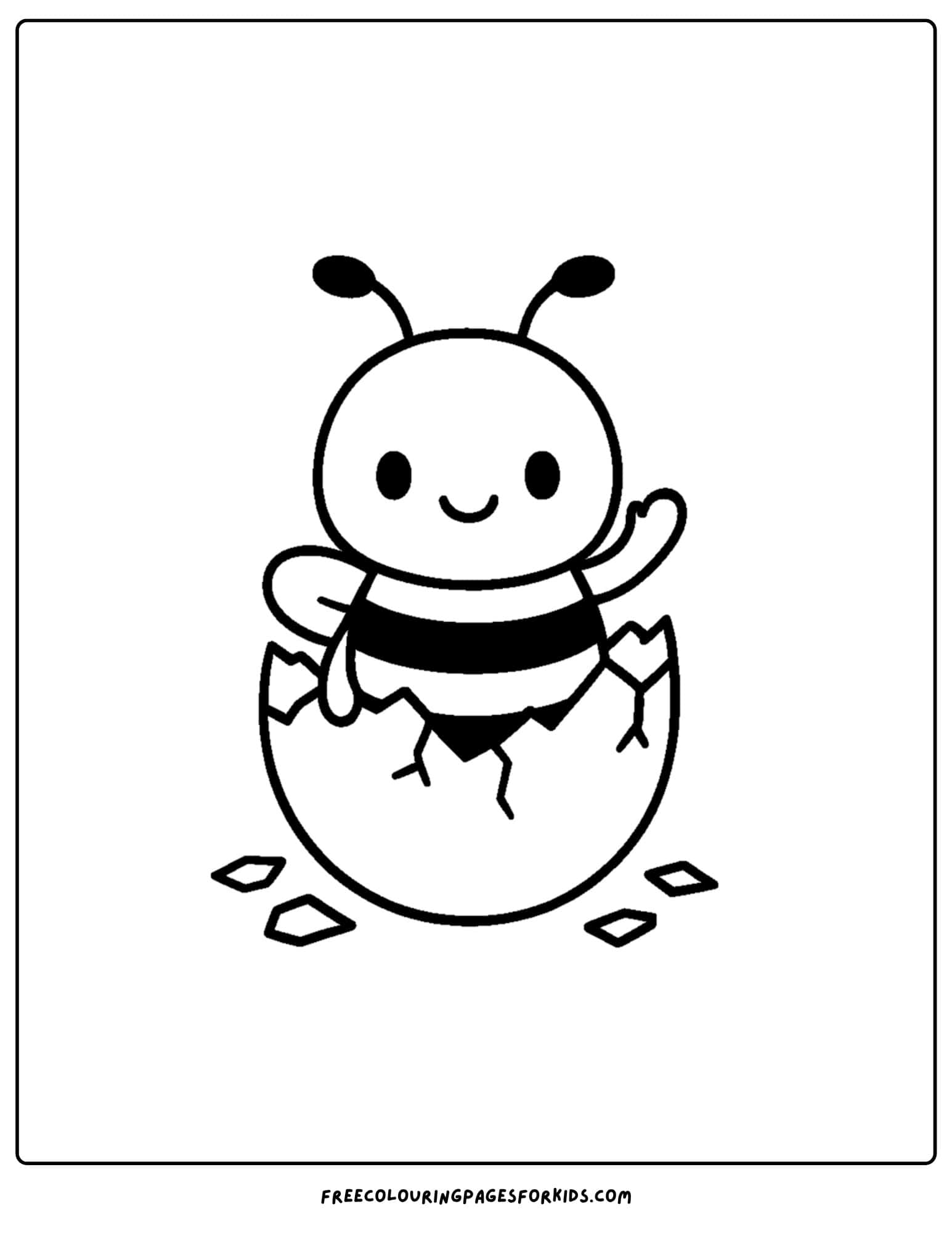 a bee coloring page featuring a bee in an egg