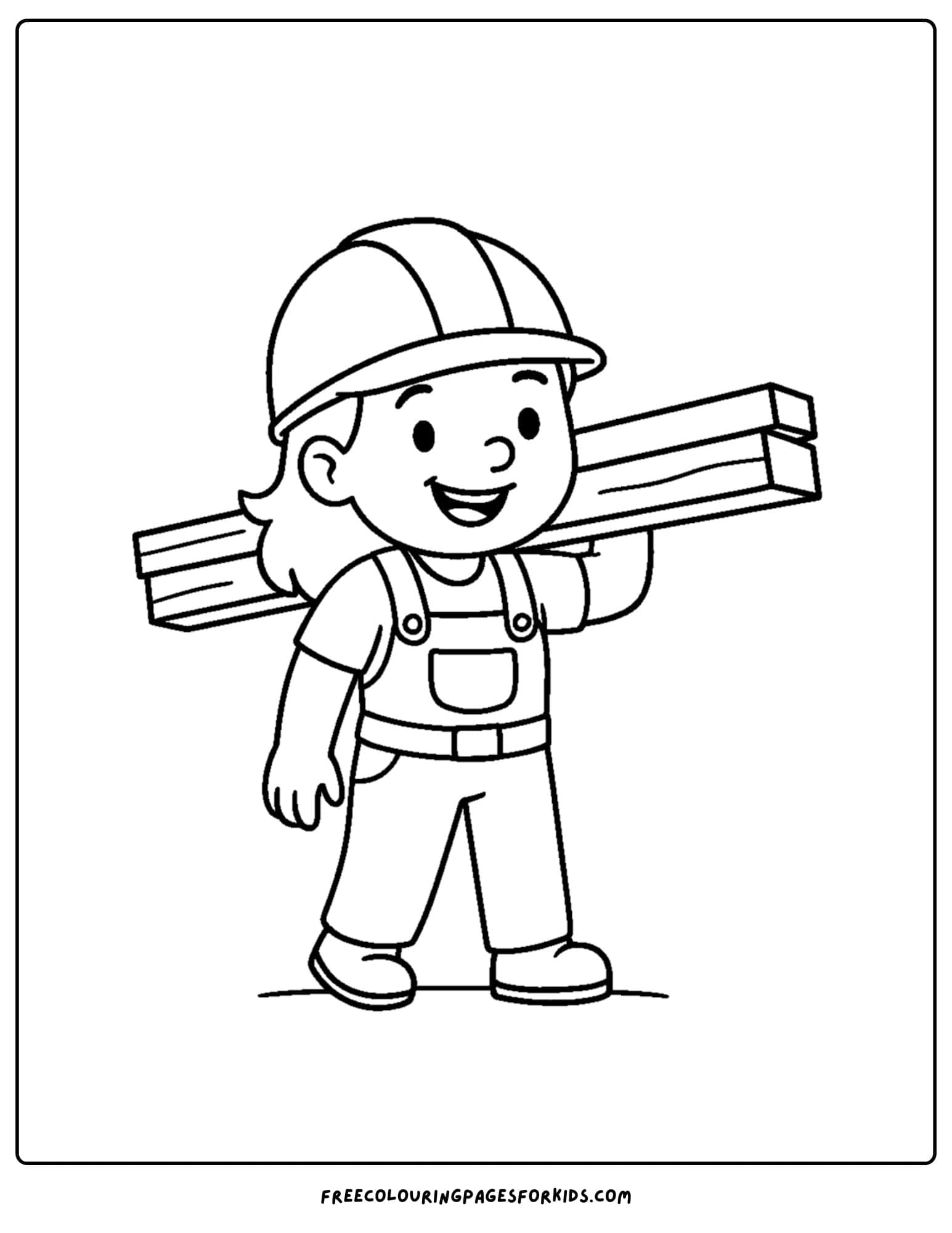 A builder coloring page in which a builder is carrying some lumbar vertebrae