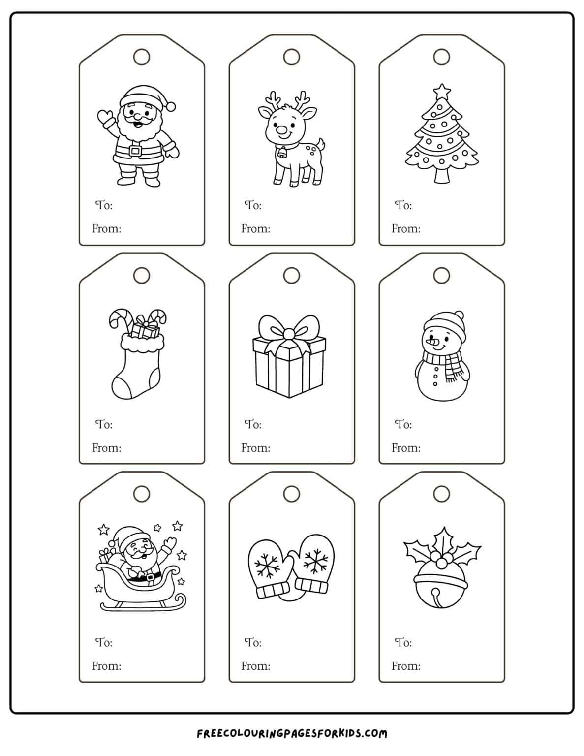 Christmas Gift Tag Coloring Pages