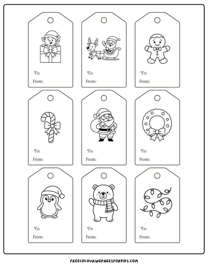 Christmas Gift Tag Coloring Pages