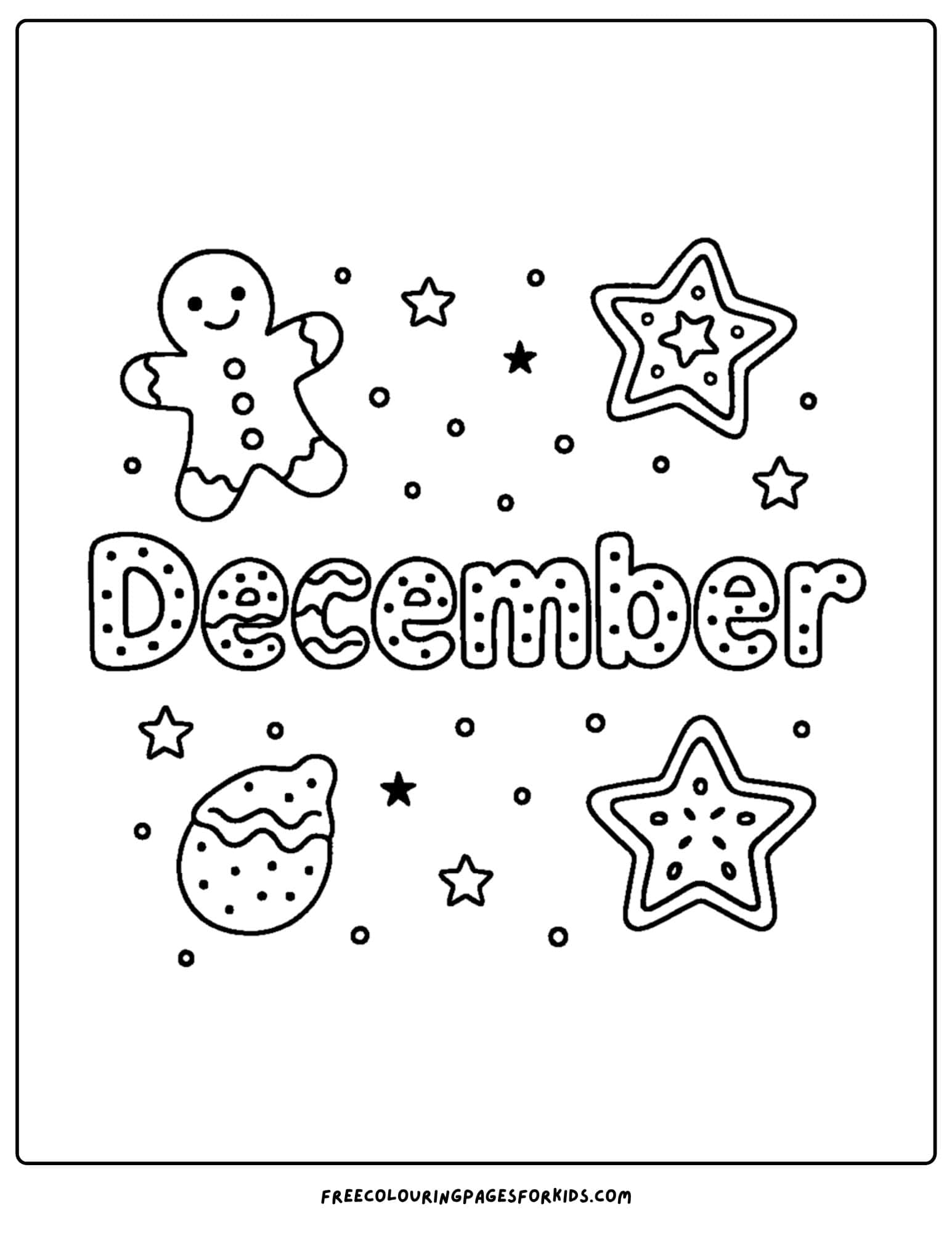 a december themed coloring pages featuring holiday cookies