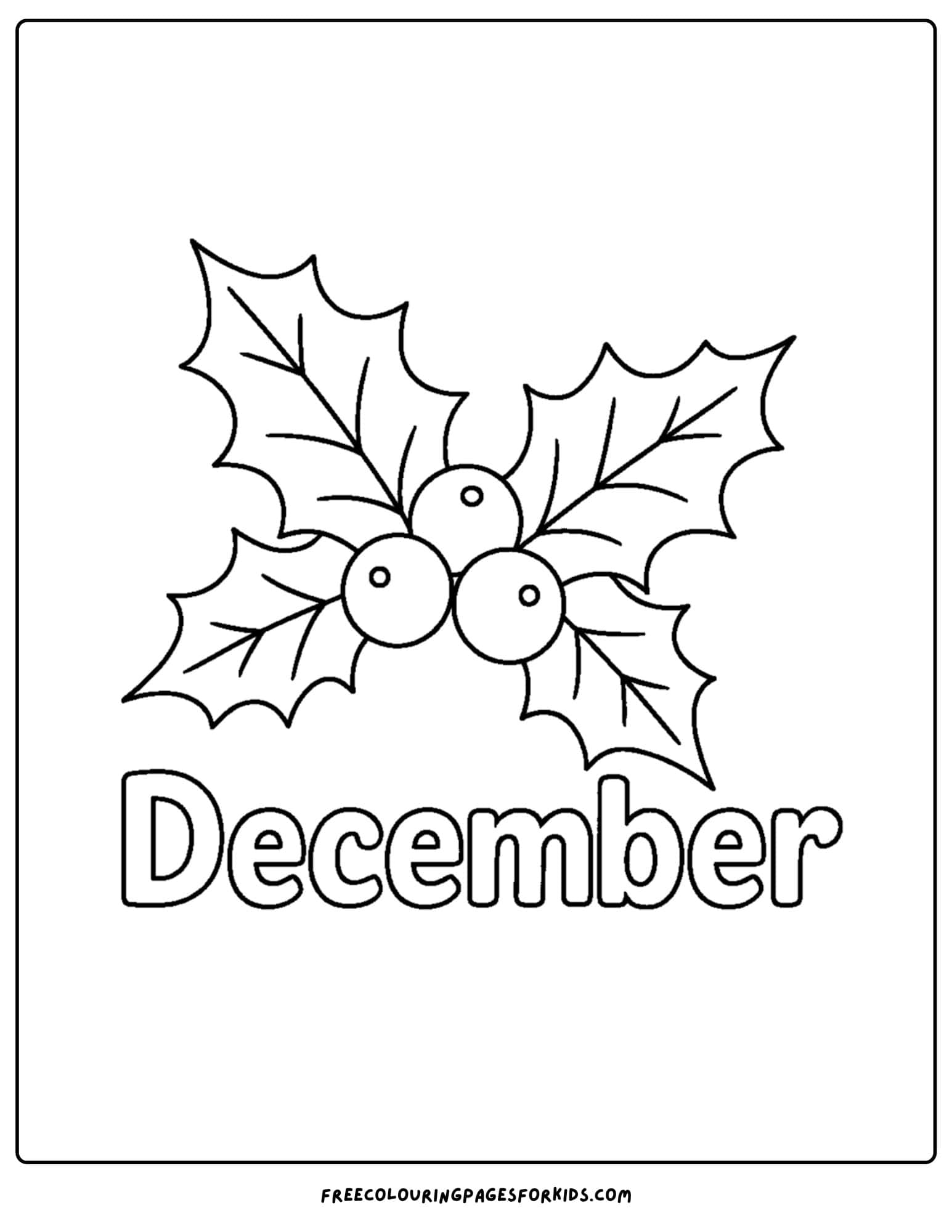 a december themed coloring pages featuring holly and berries