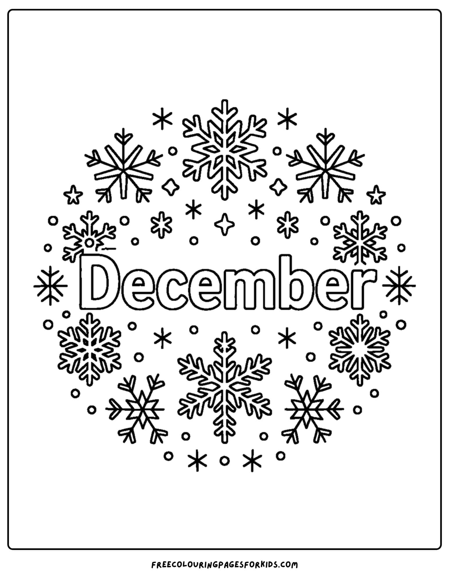 a december themed coloring pages featuring a snowflake mandala