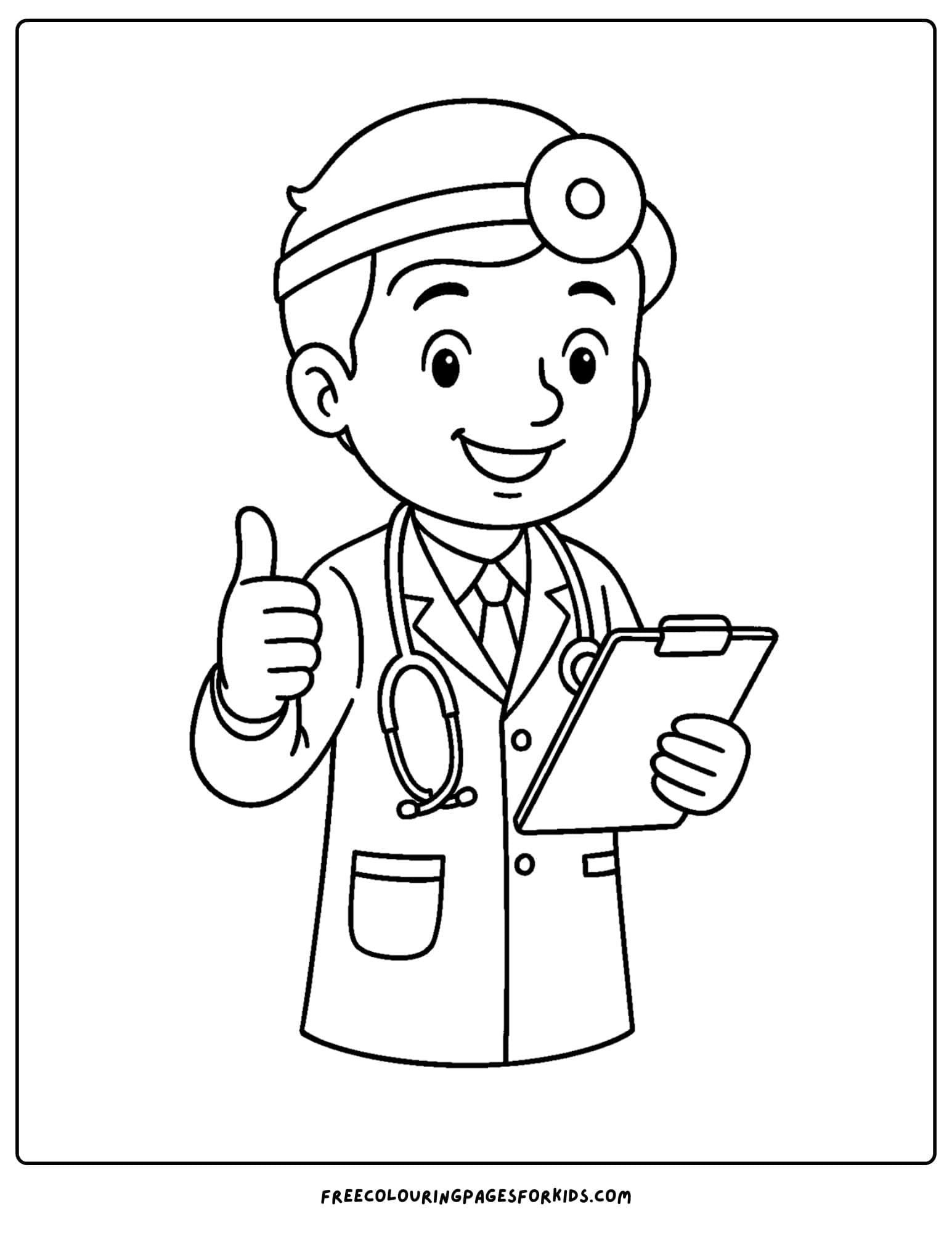 a doctor coloring page featuring a doctor giving a thumbs up