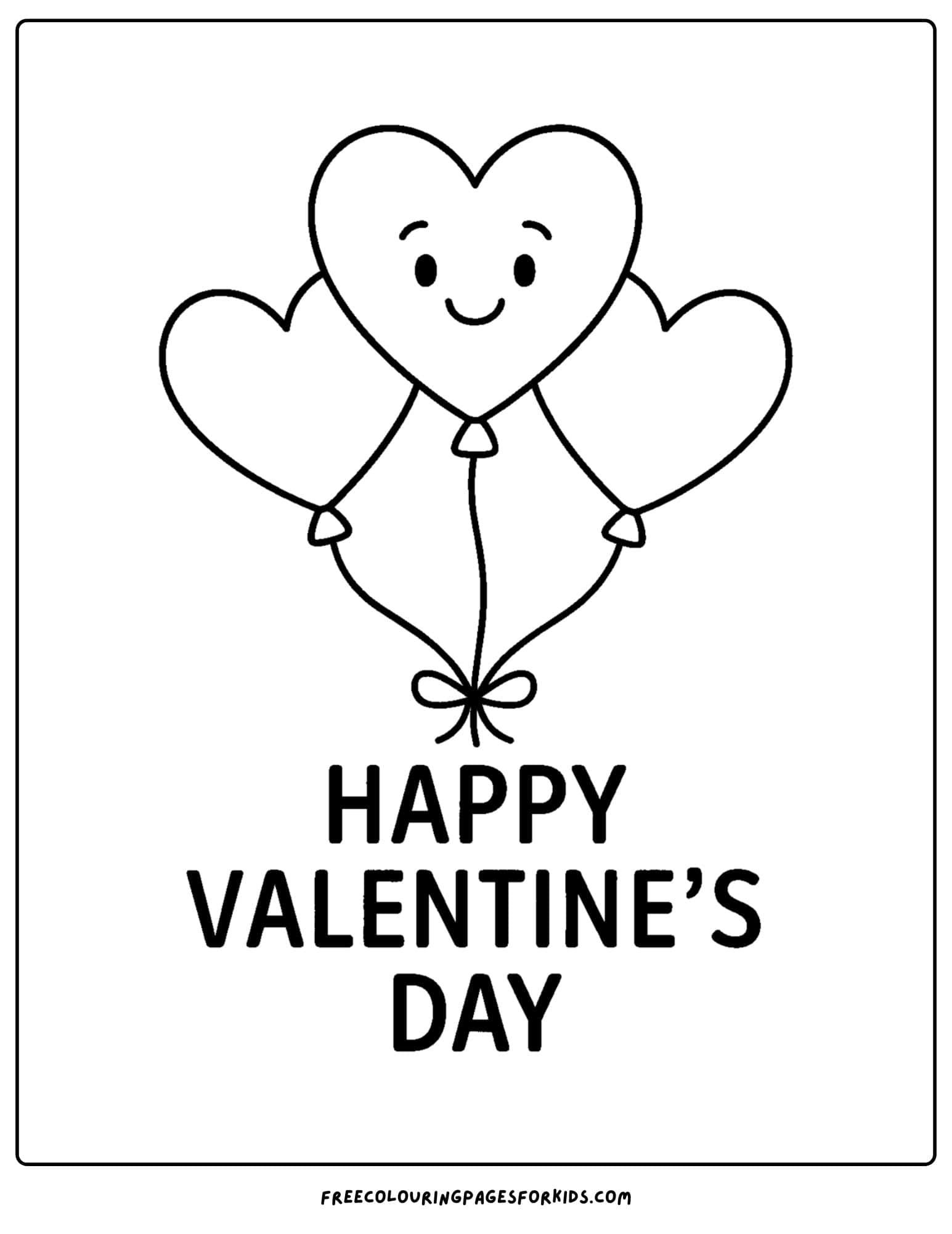 a holiday coloring page featuring happy valentines day balloons