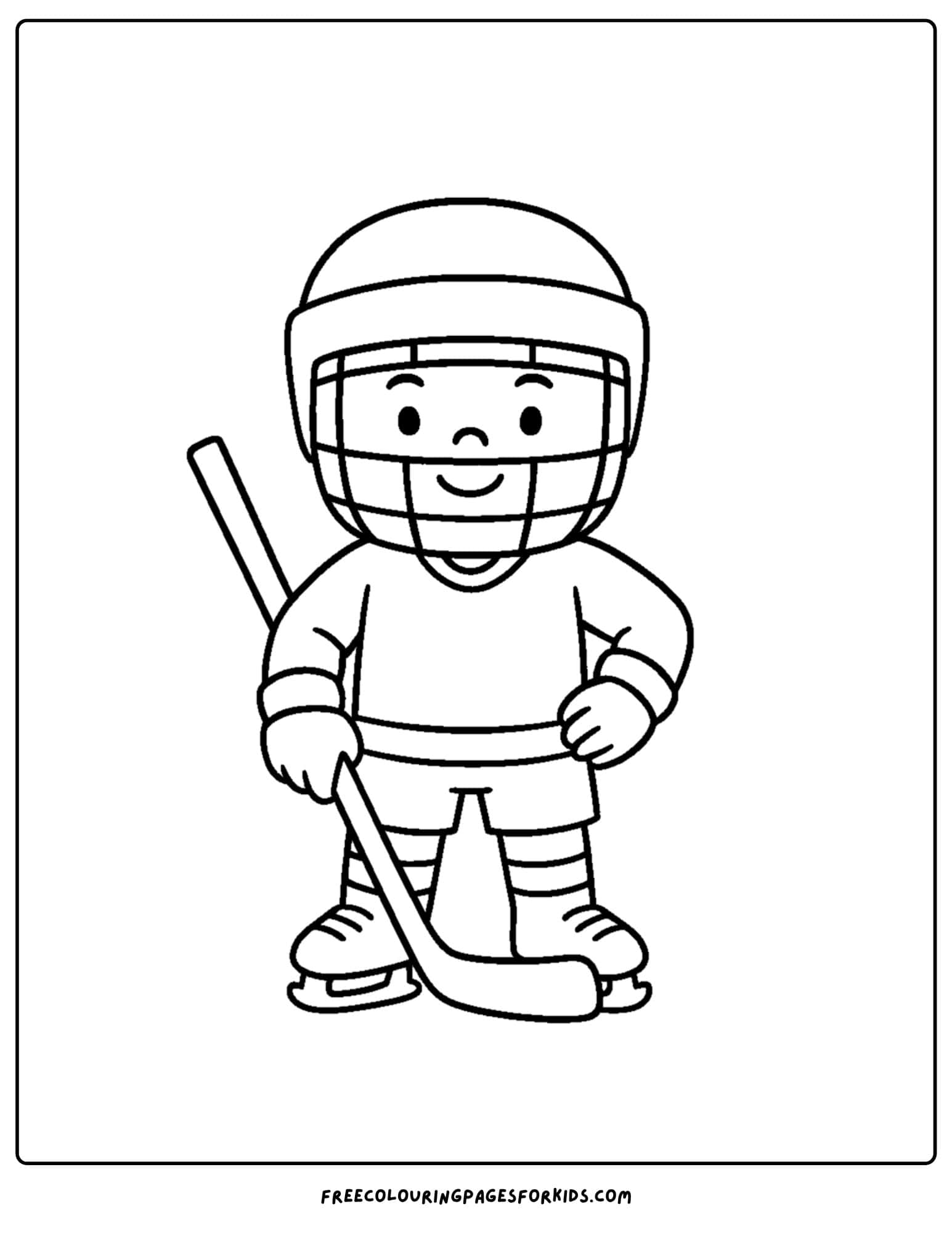 an ice hockey coloring page featuring dressed up in full gear