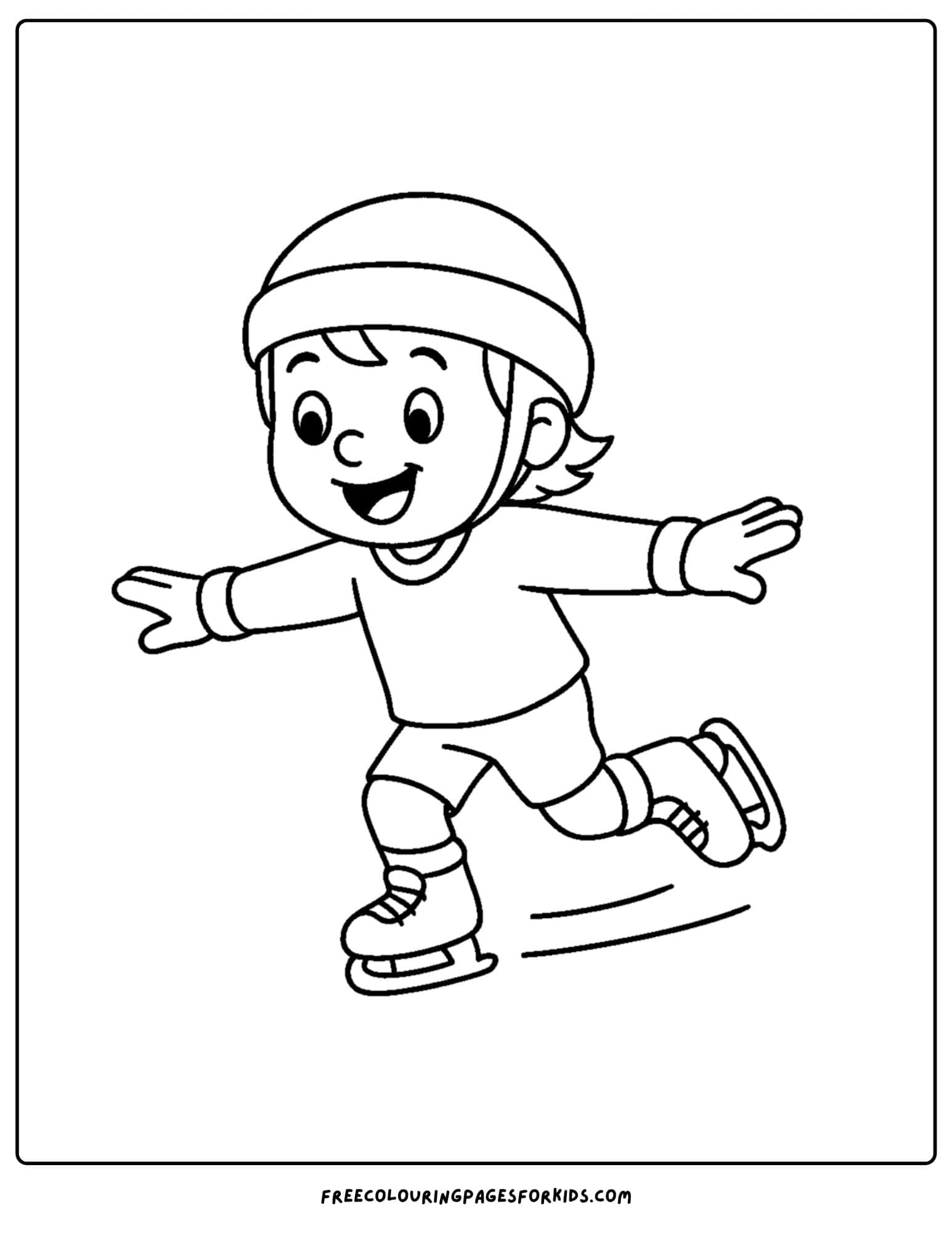 an ice hockey coloring page featuring a payer gliding along the ice