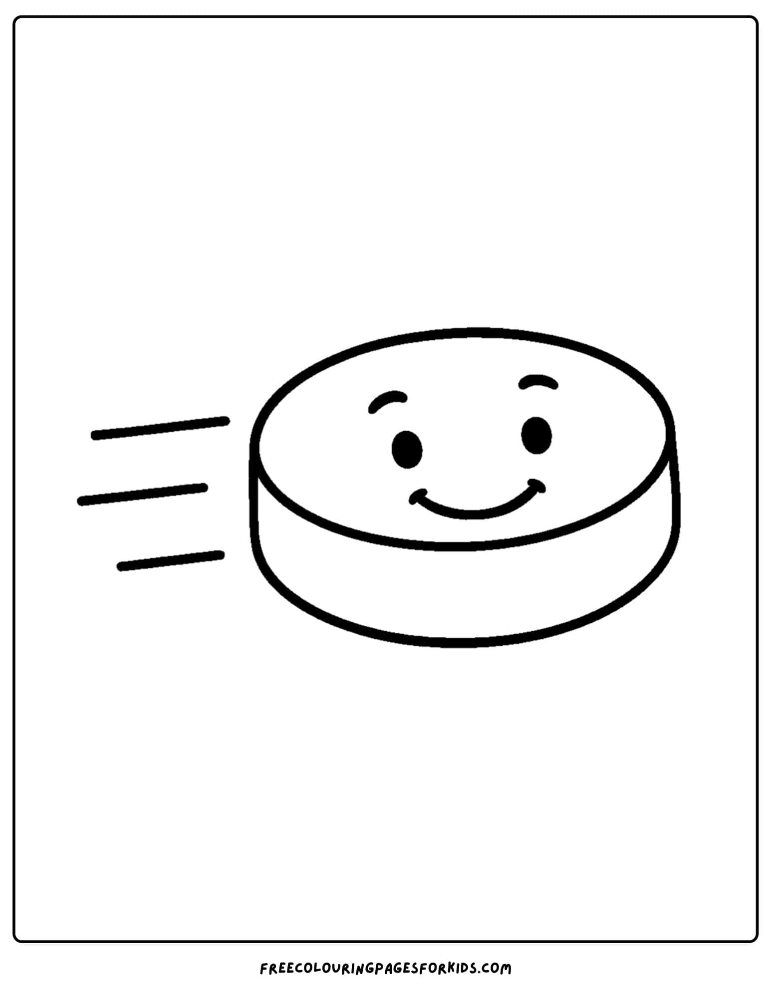 an ice hockey coloring page featuring a puck sliding across the ice