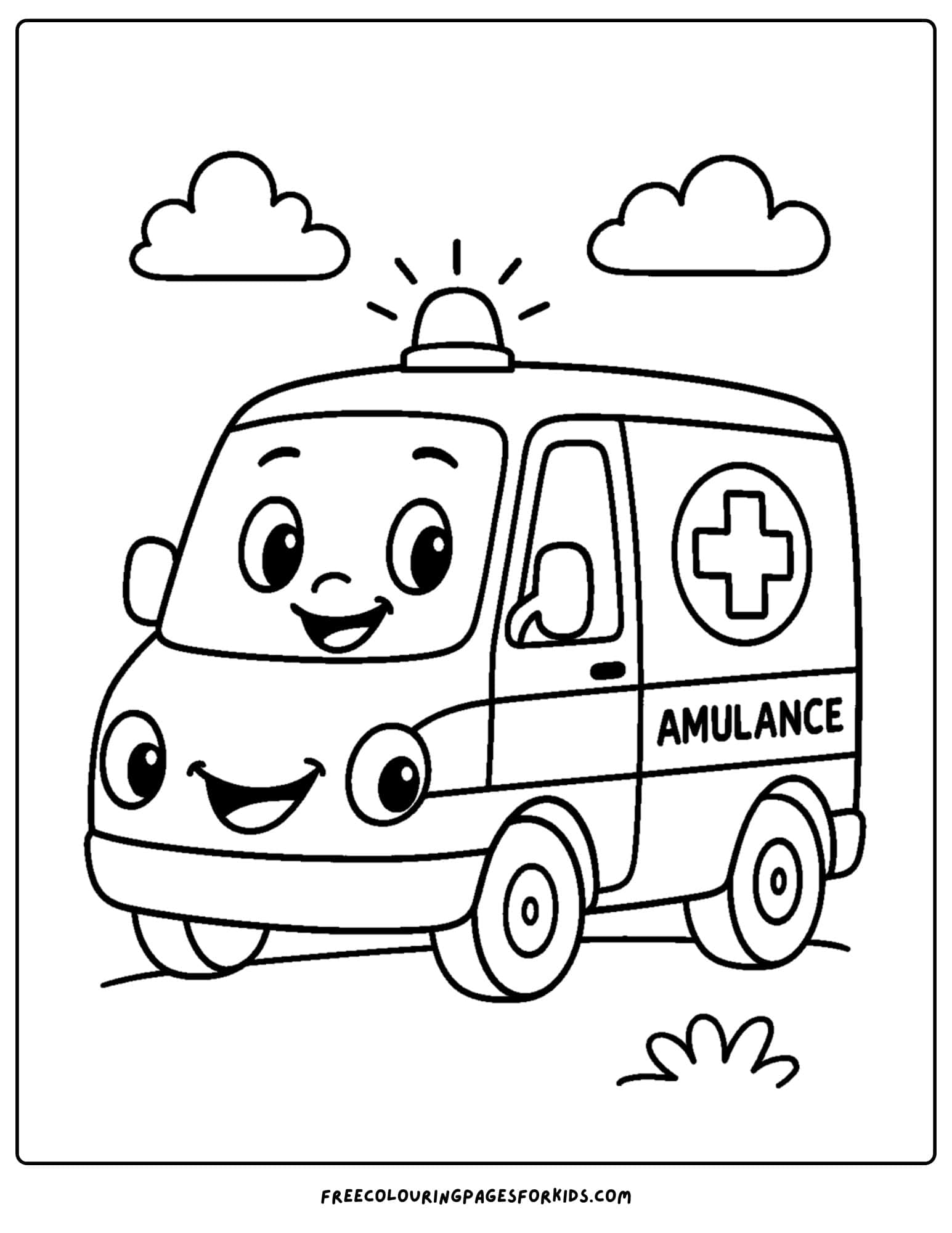 a paramedic emt coloring page featuring an ambulance