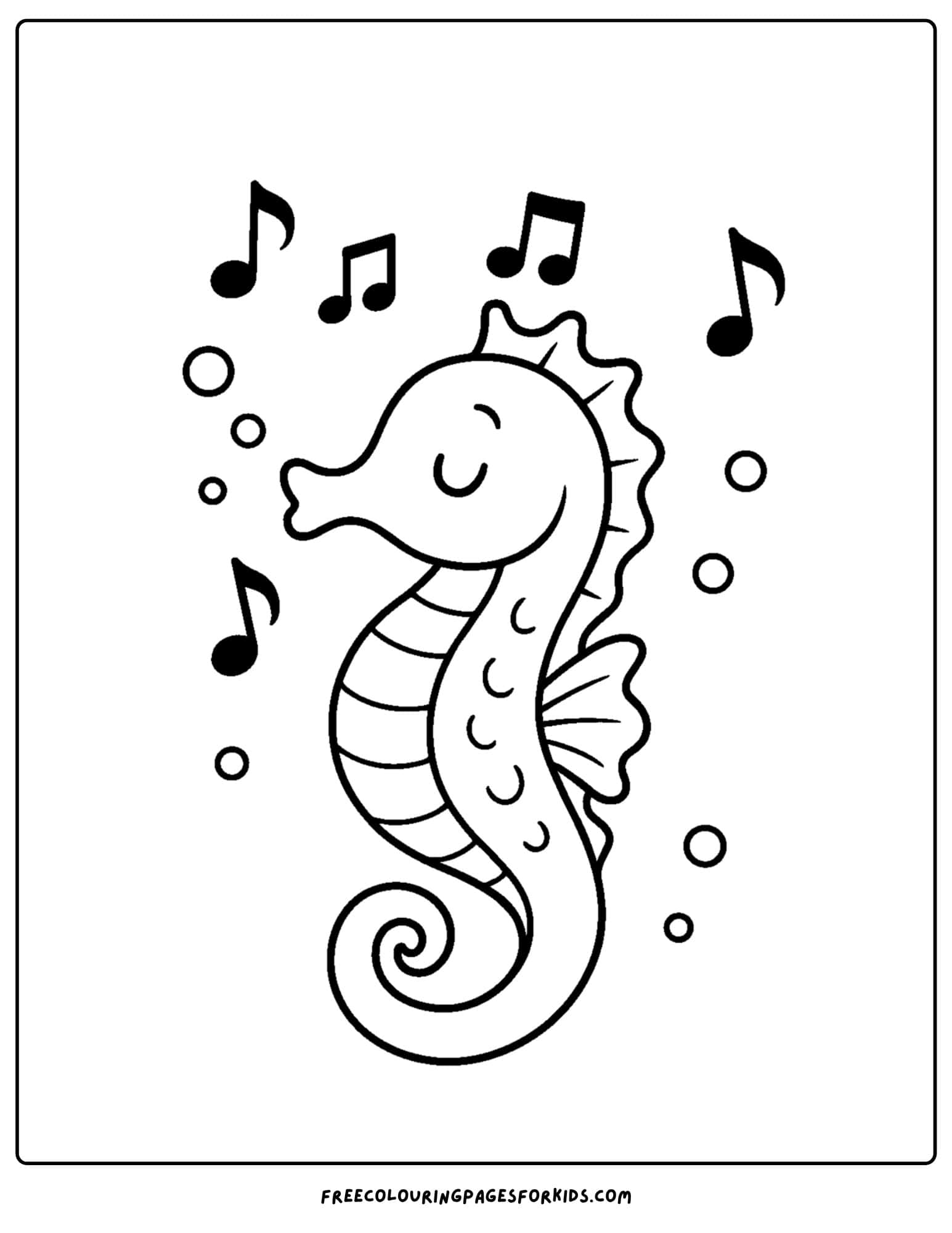 a seahorse coloring page featuring a seahorse singing