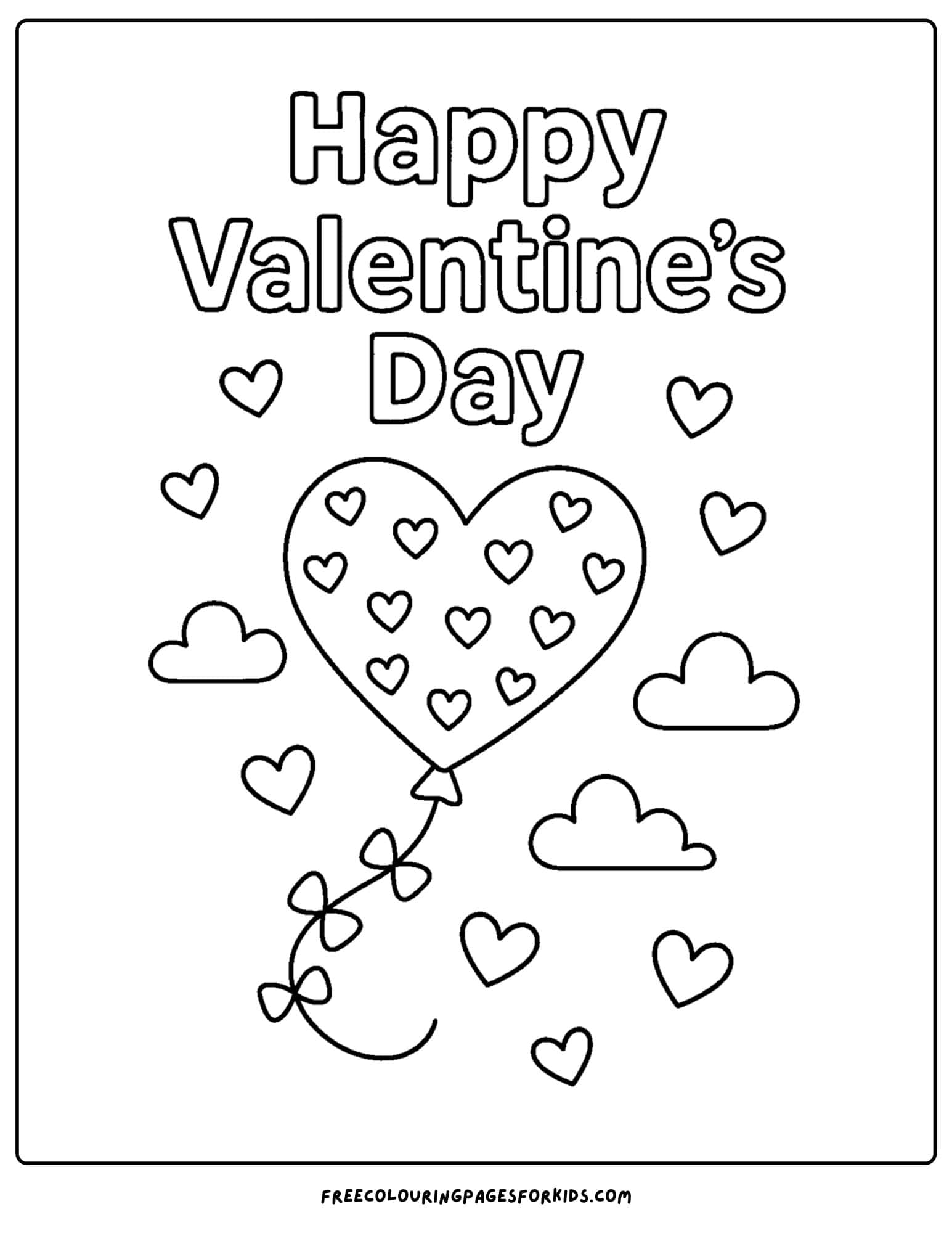 a valentine's day themed coloring page featuring a kite with heart shaped patterns on it