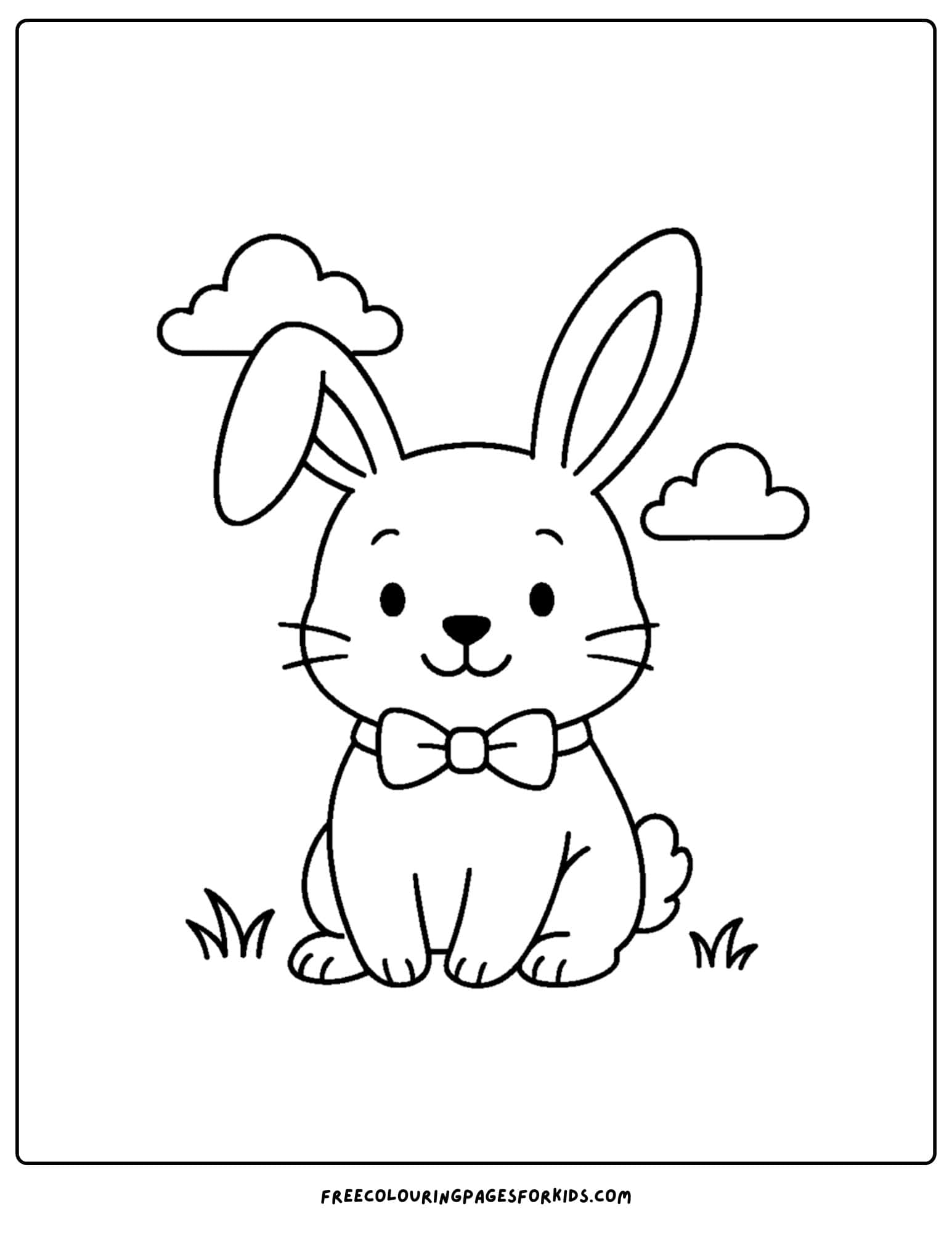 a bunny themed coloring page featuring a bunny wearing a bowtie