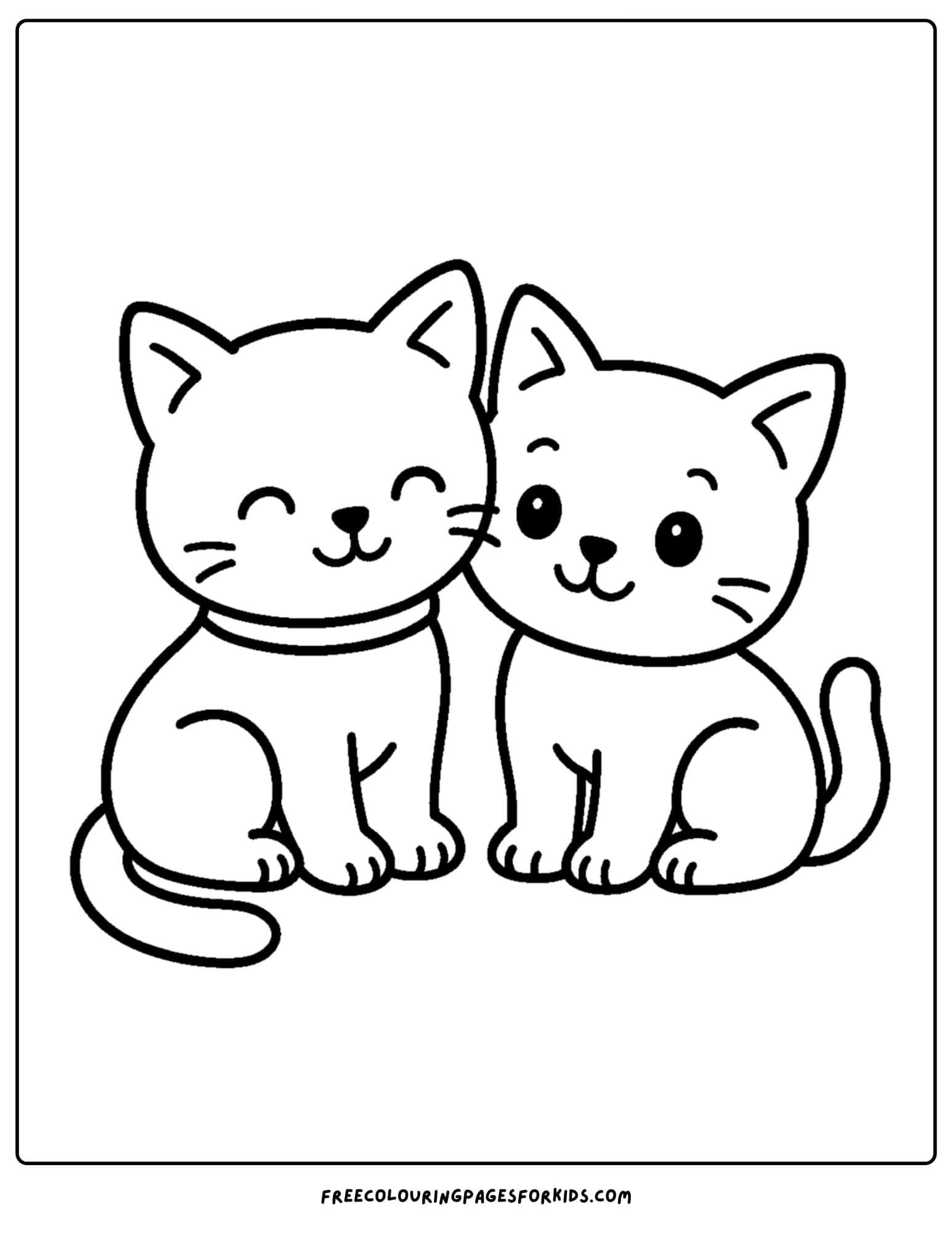 a cat themed coloring page featuring a cat cuddling another cat
