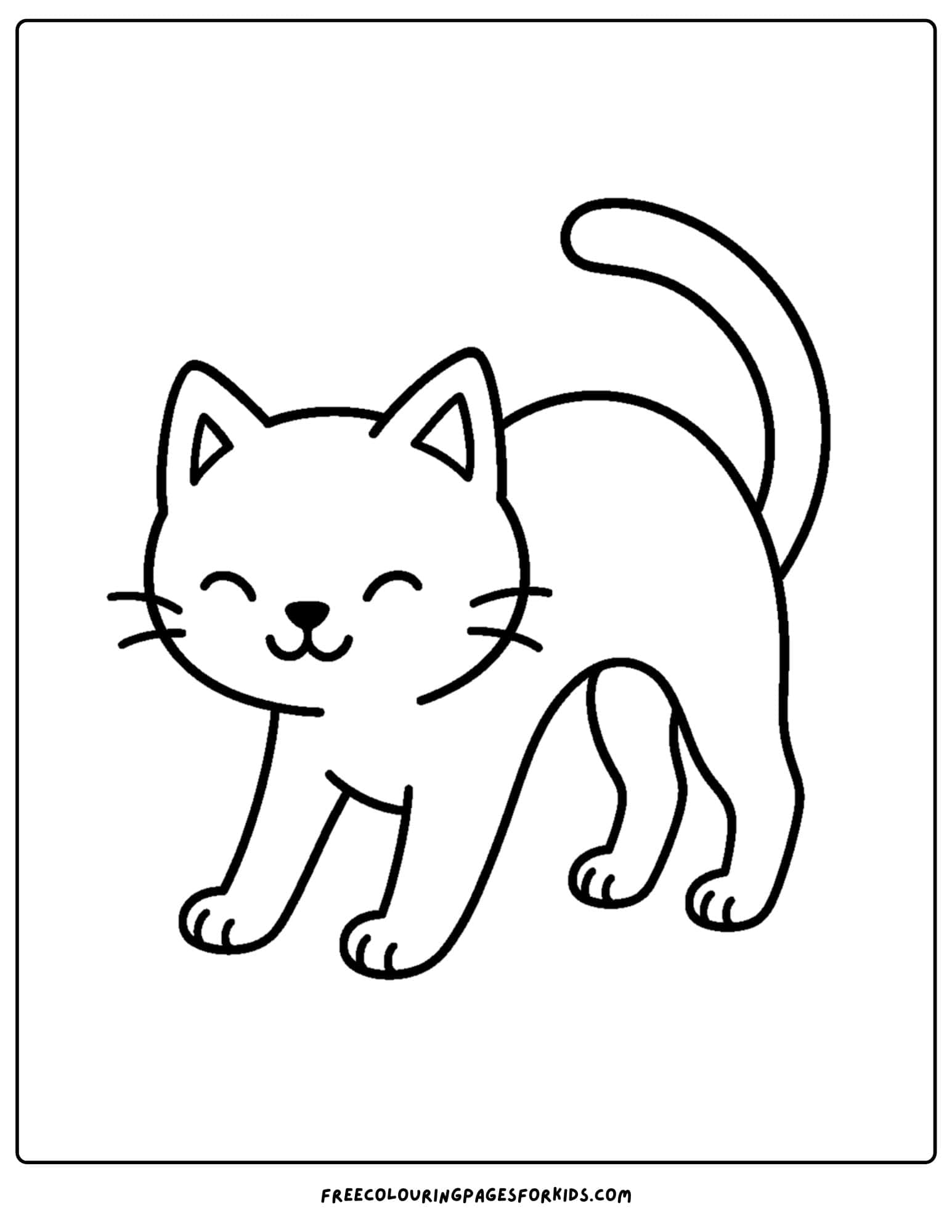 a cat themed coloring page featuring a cat arching its back to stretch