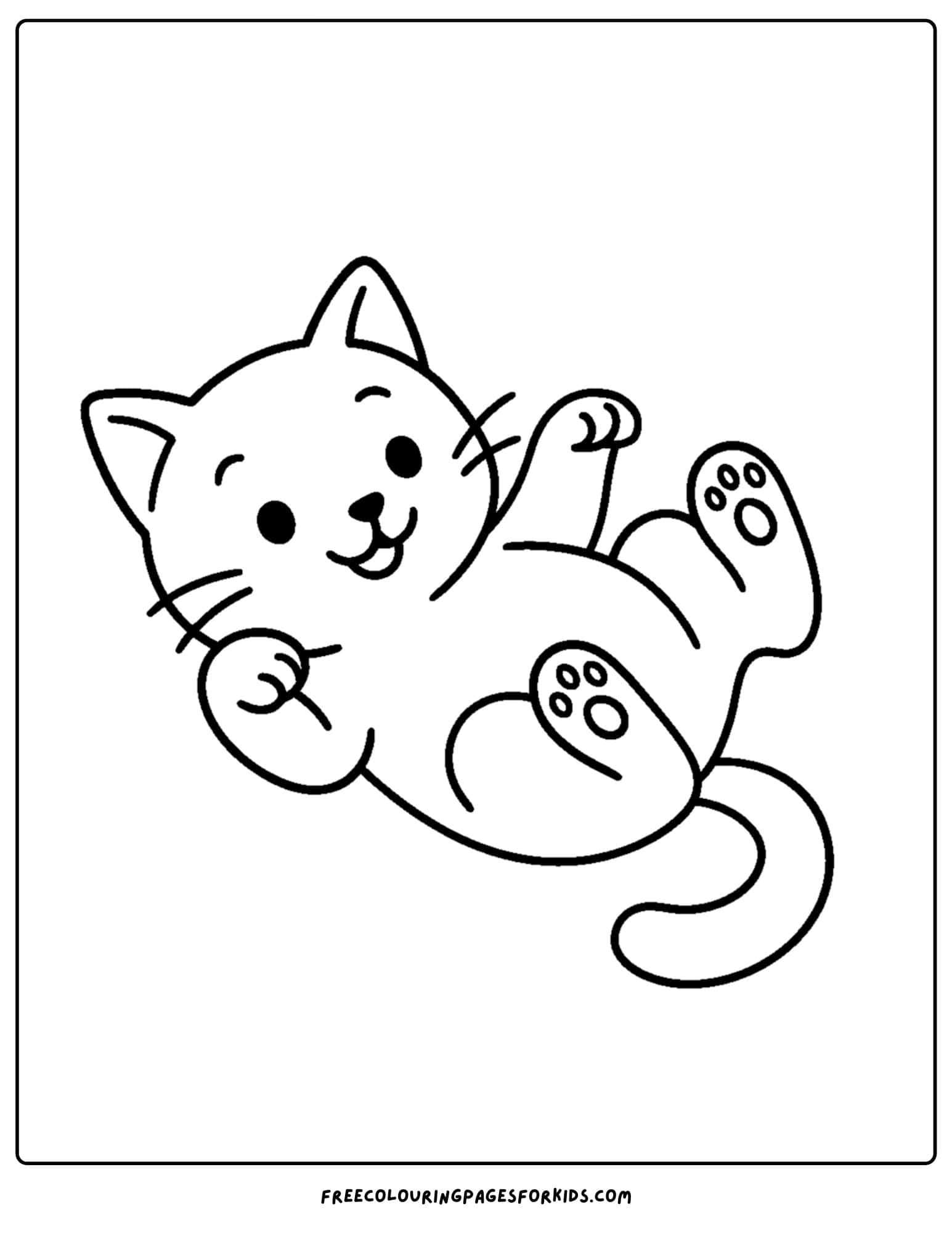 a cat themed coloring page featuring a cat rolling on its back