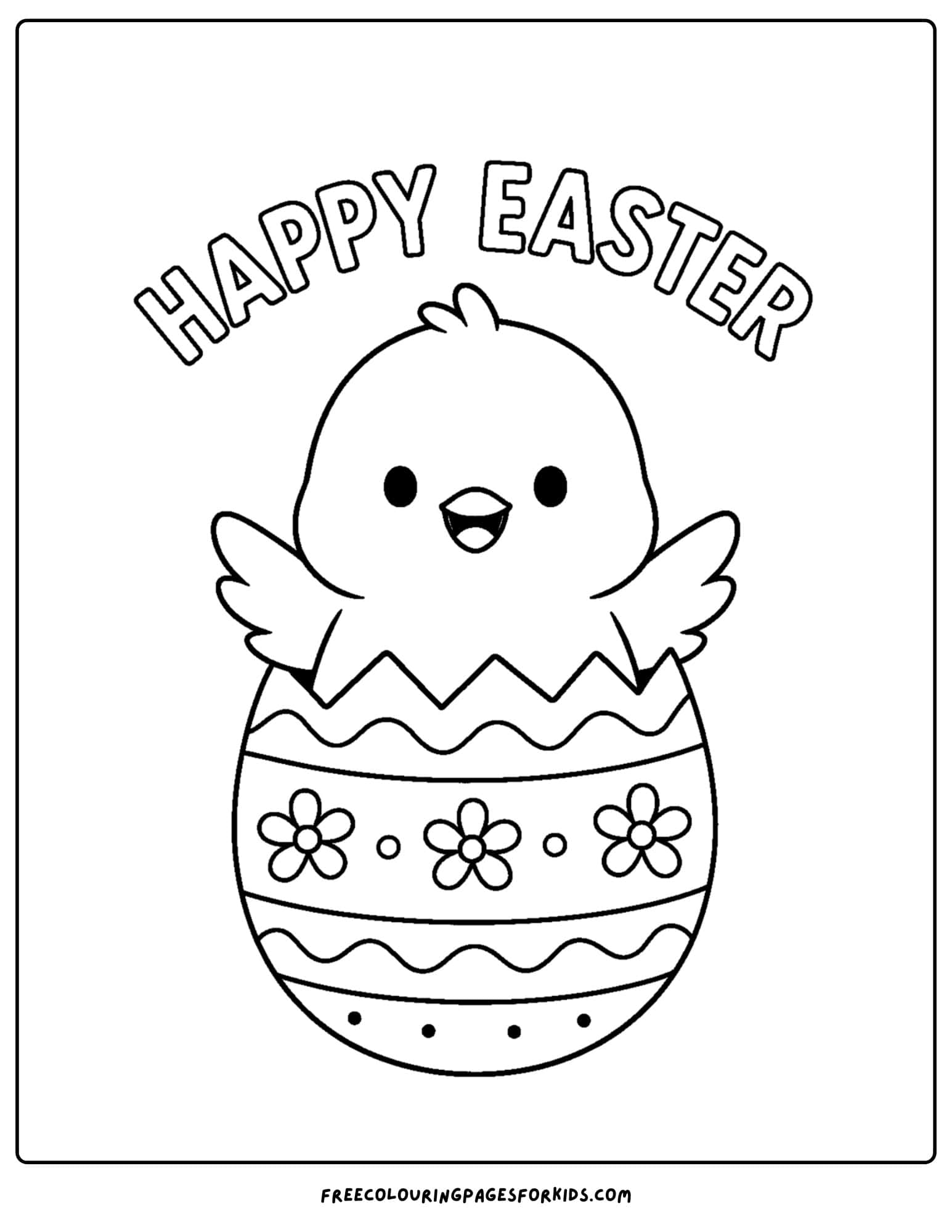 an easter themed coloring page featuring a chick in an easter egg