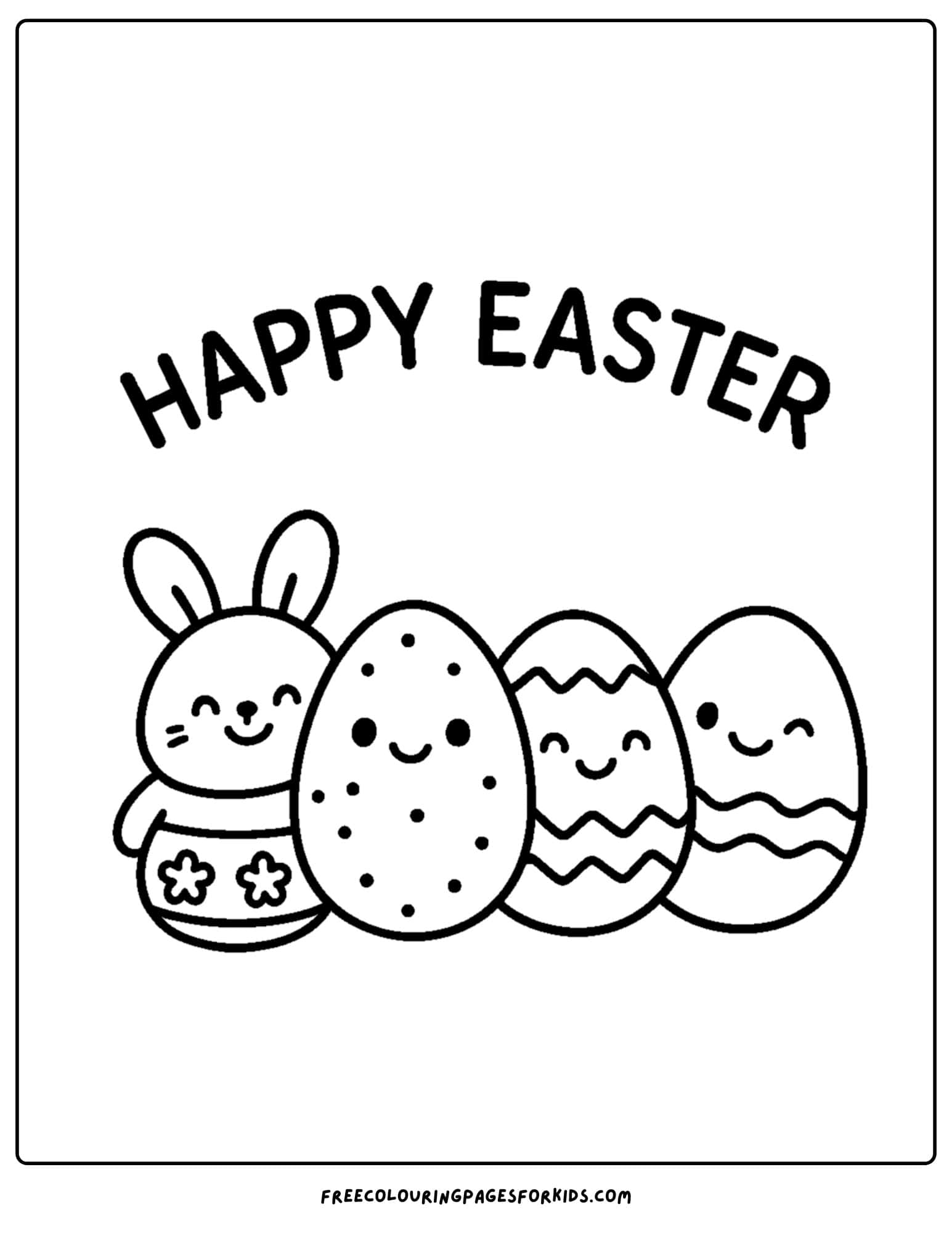 an easter themed coloring page featuring a row of easter eggs in different patterns