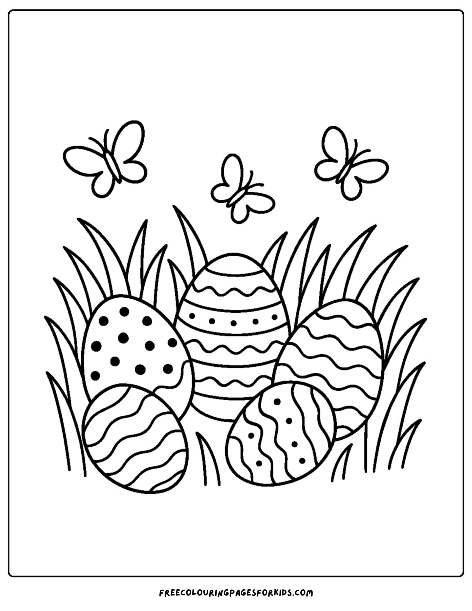 an easter themed coloring page featuring easter eggs hidden in the tall grass