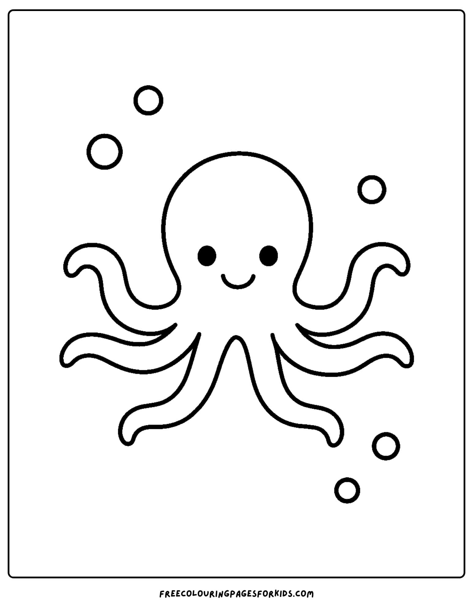an ocean coloring page featuring a cute octopus