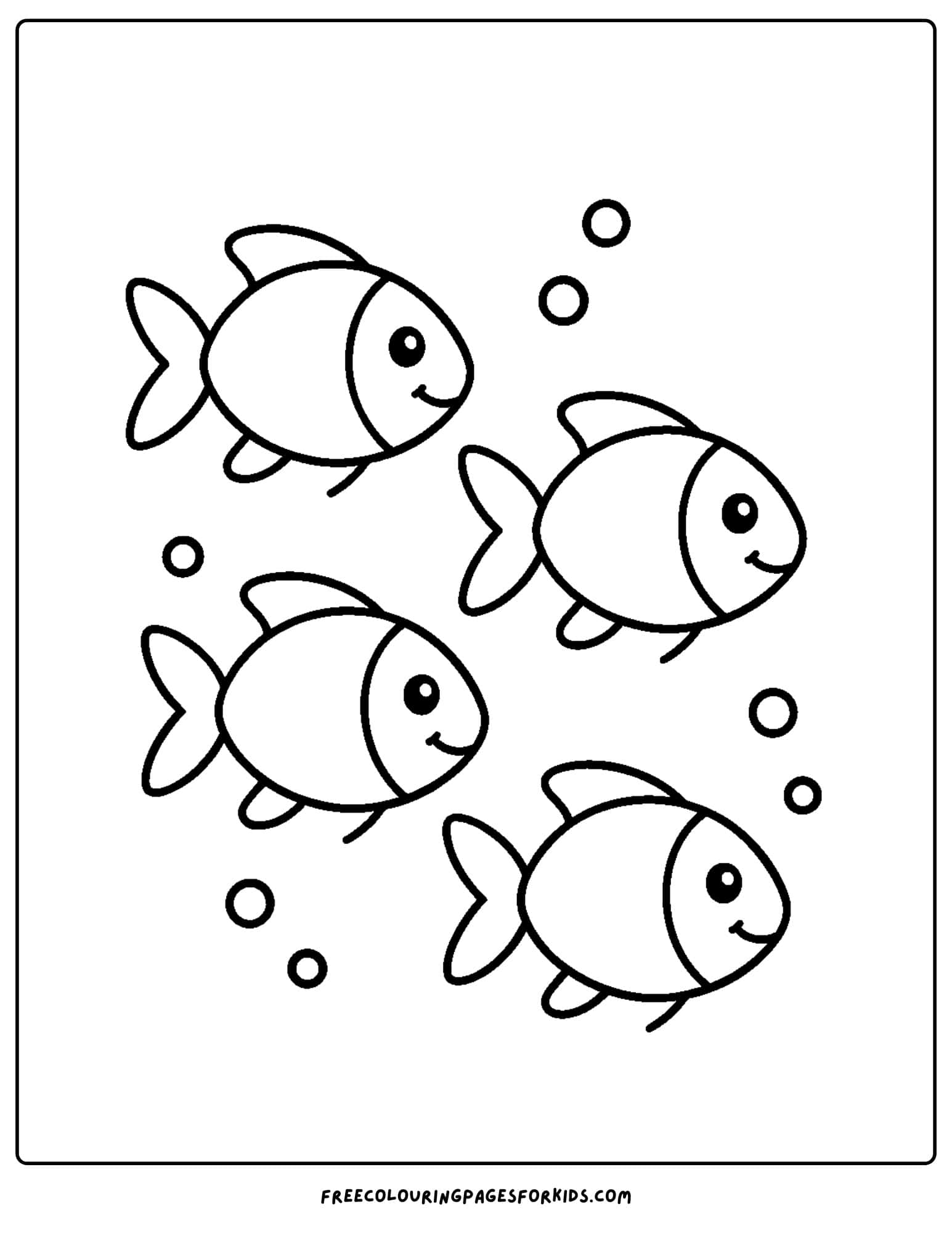 an ocean coloring page featuring a school of fish