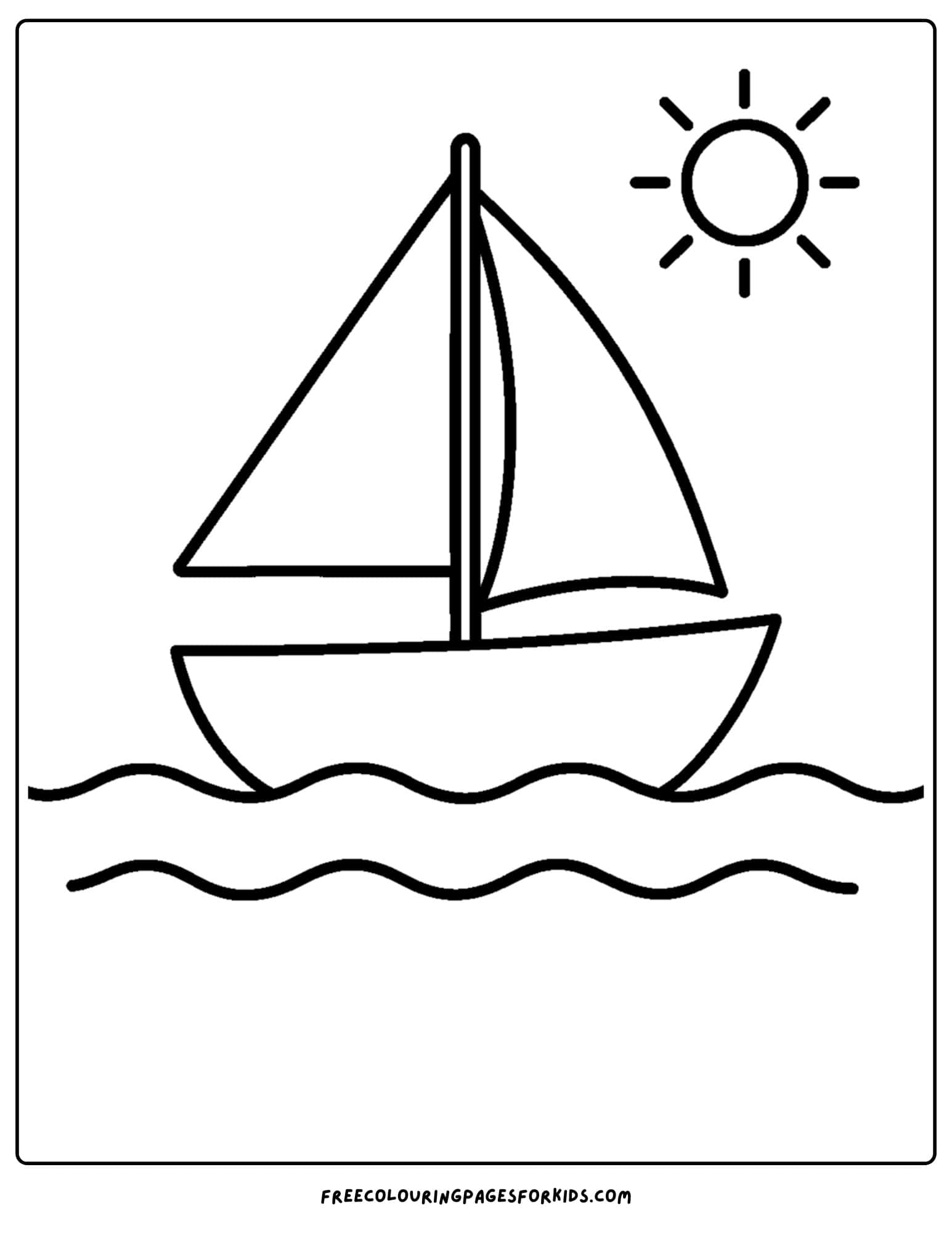 an ocean coloring page featuring a boat sailing on the ocean