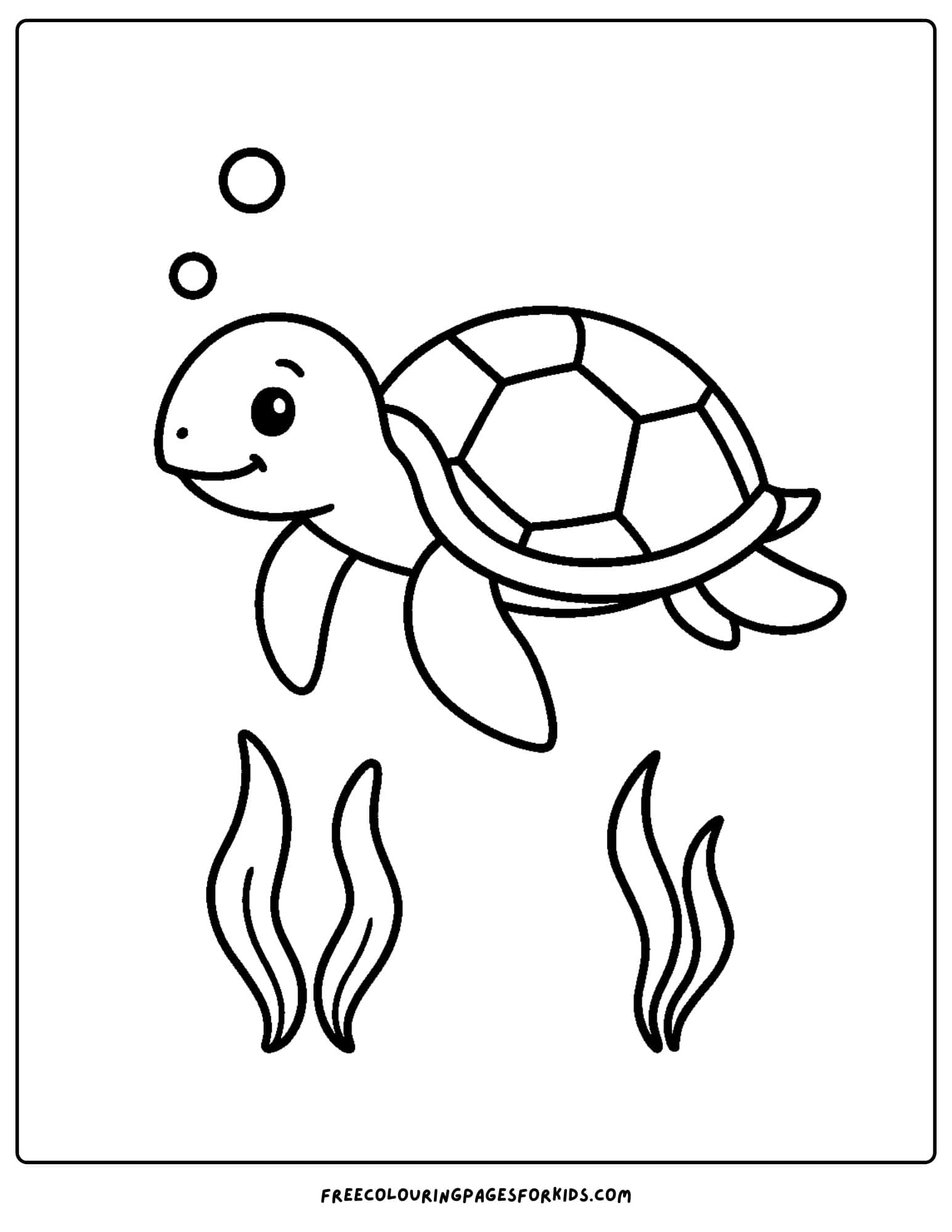 an ocean coloring page featuring a turtle swimming in the ocean