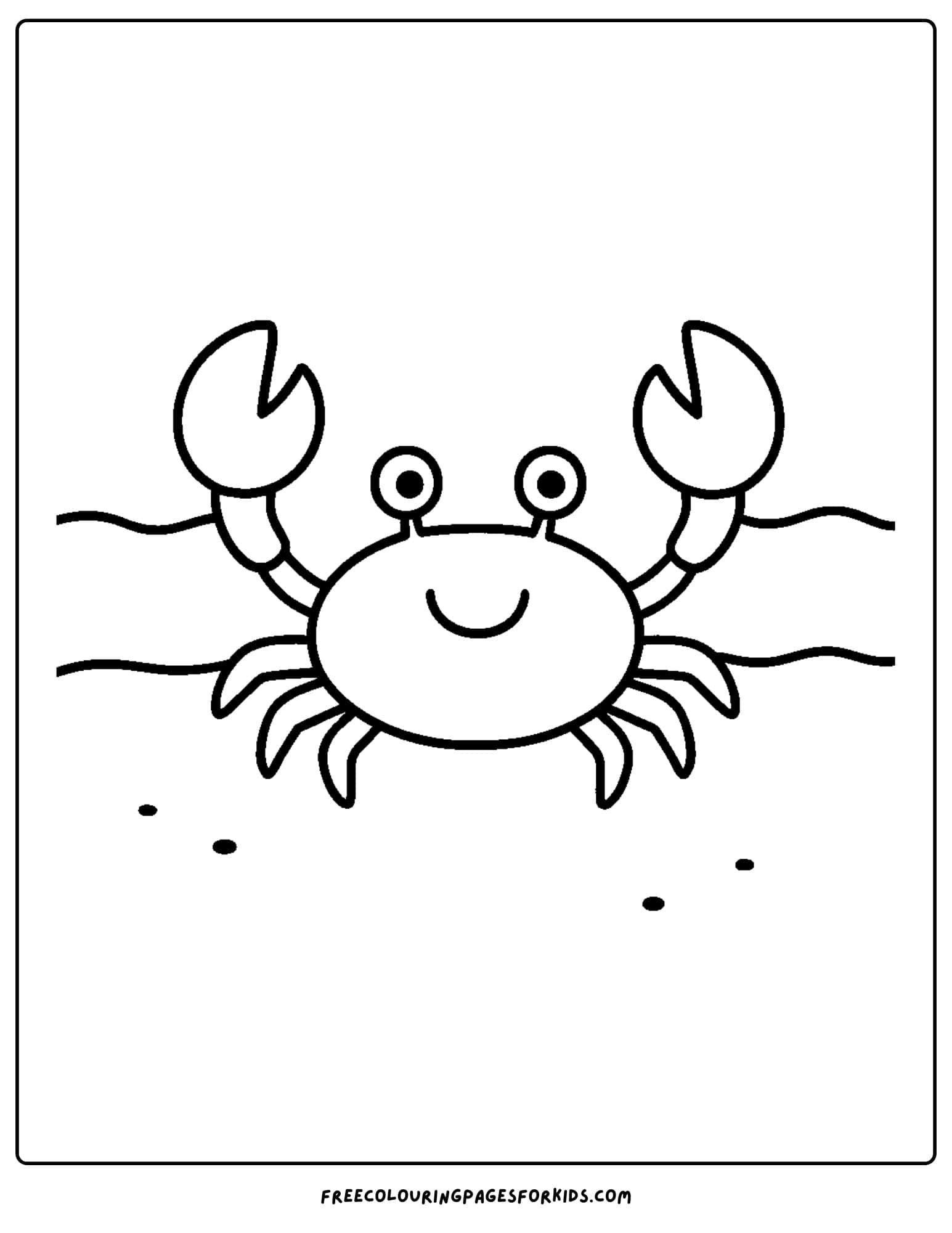 an ocean coloring page featuring a crab on the beach