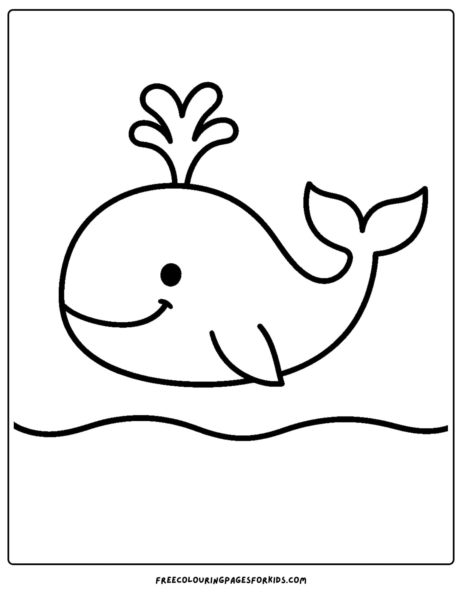 an ocean coloring page featuring a whale with a water spout