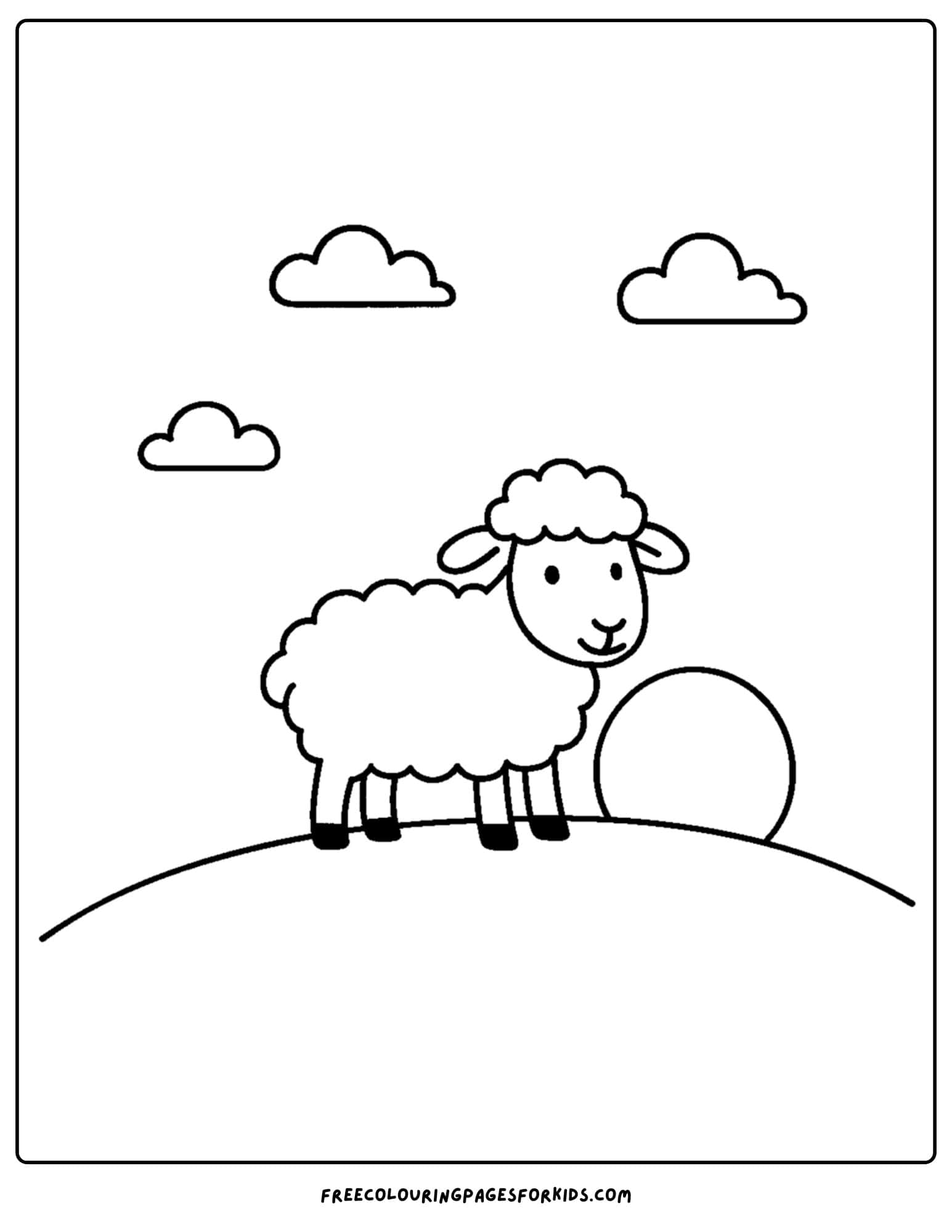 a sheep coloring page with a sheep watching the sunset