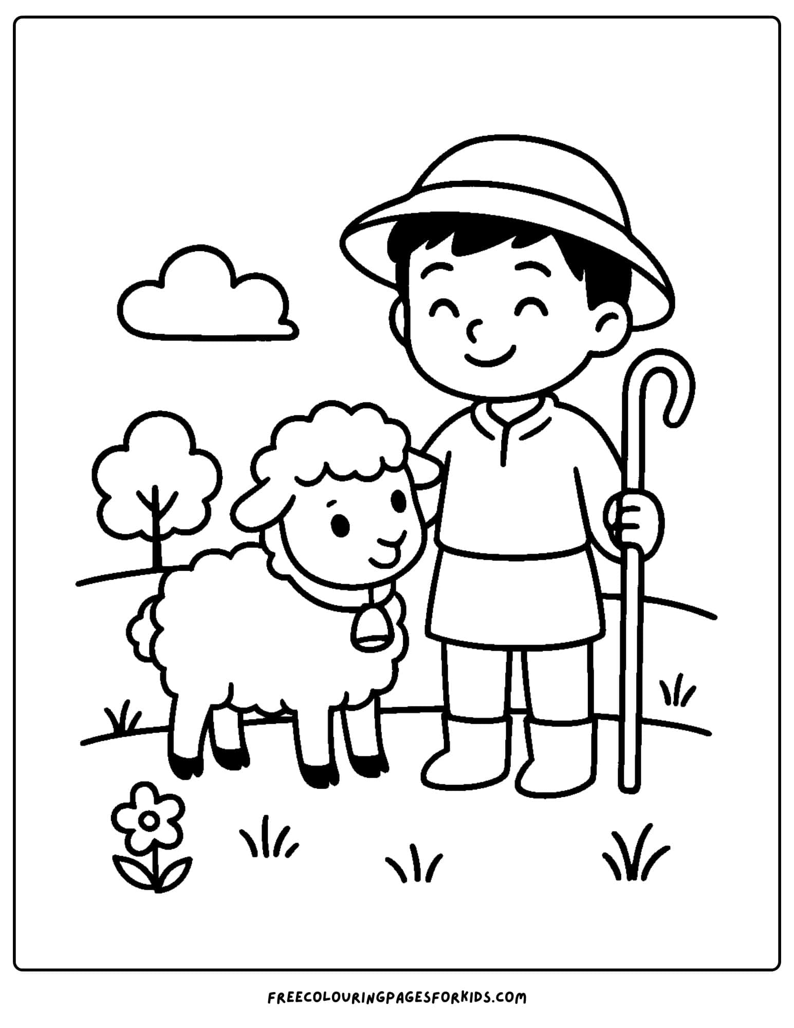 a sheep coloring page with a sheep standing need to the shepherd