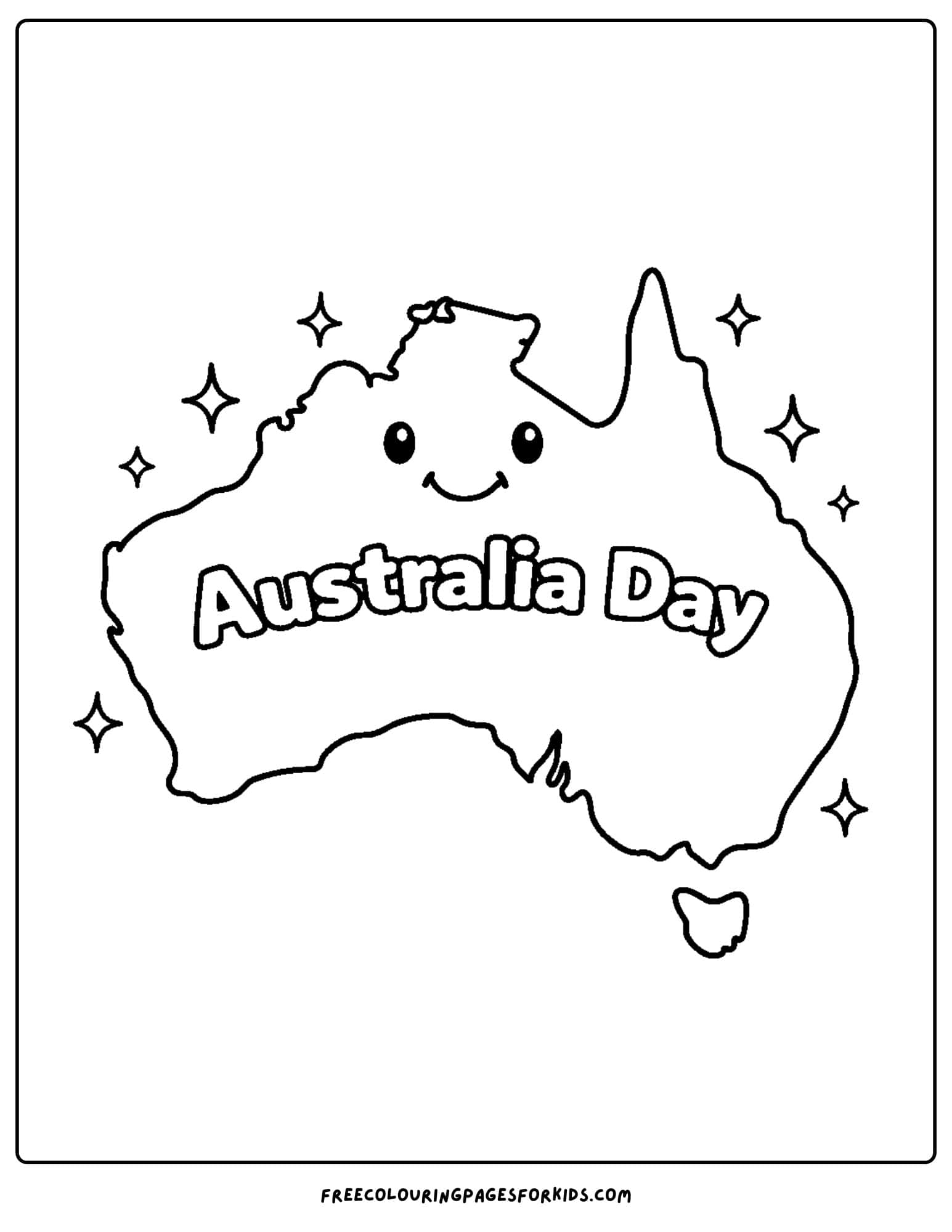 an australia day coloring page of a map of australia