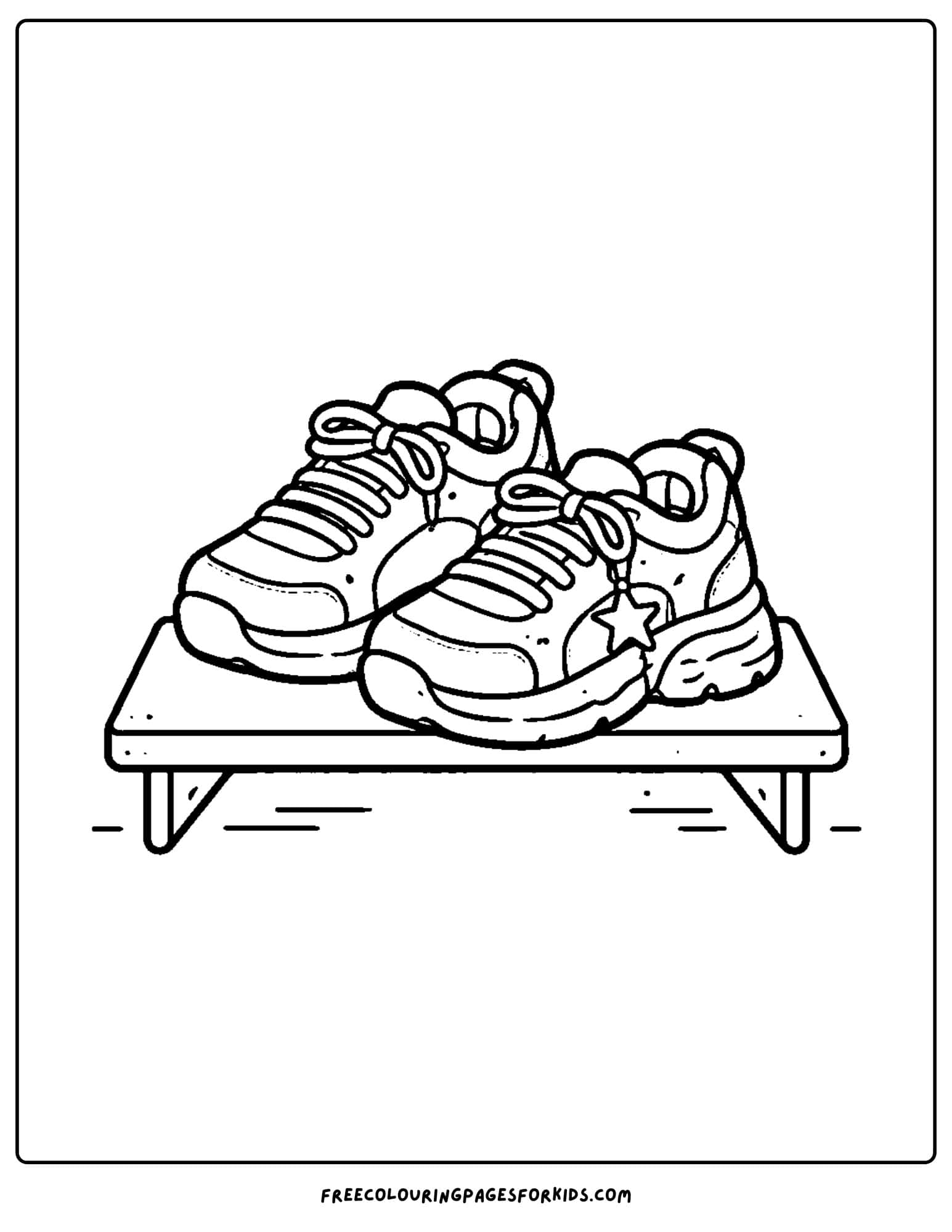 a baddie themed coloring page of a pair of chunky sneakers