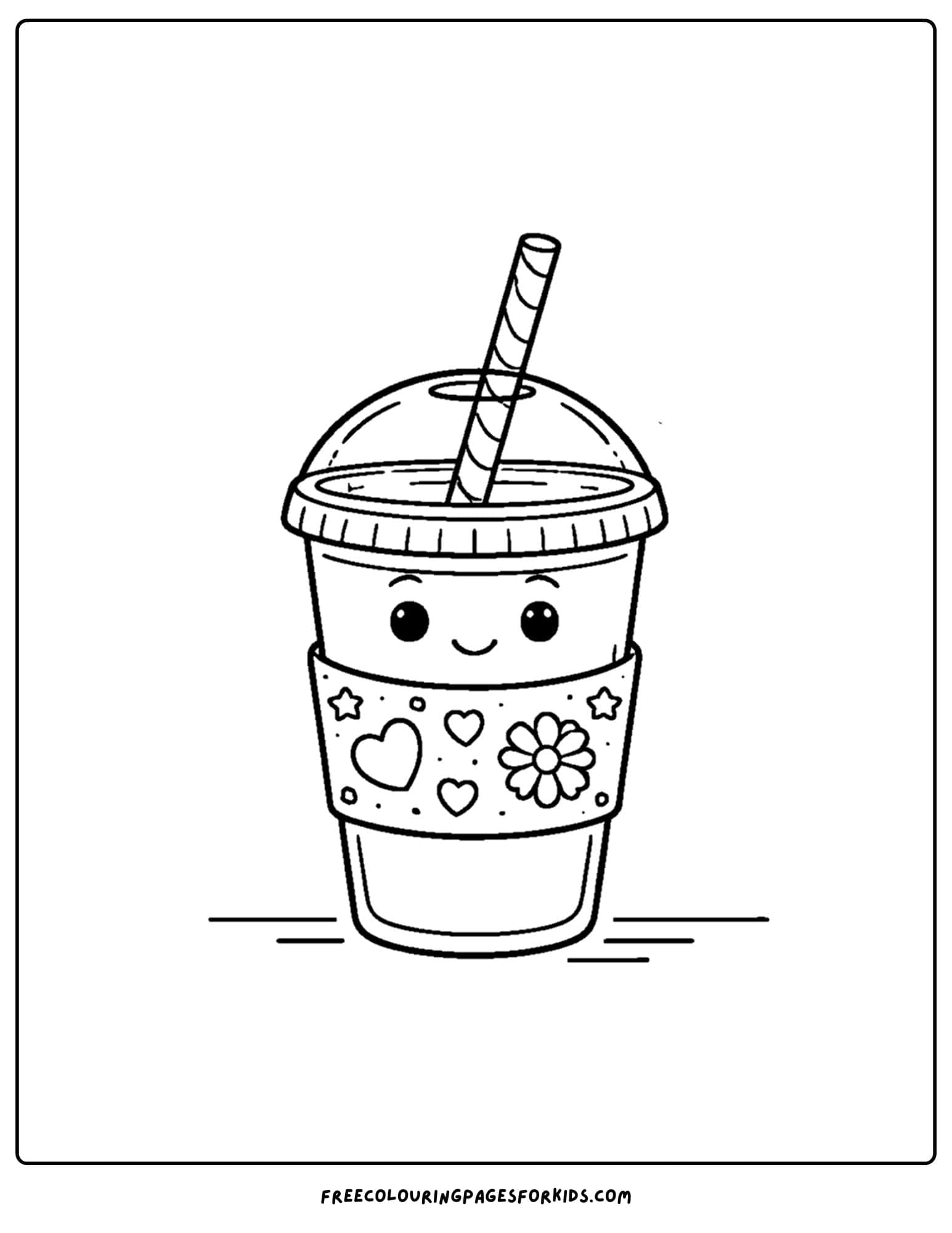 a baddie themed coloring page of a smiling drink