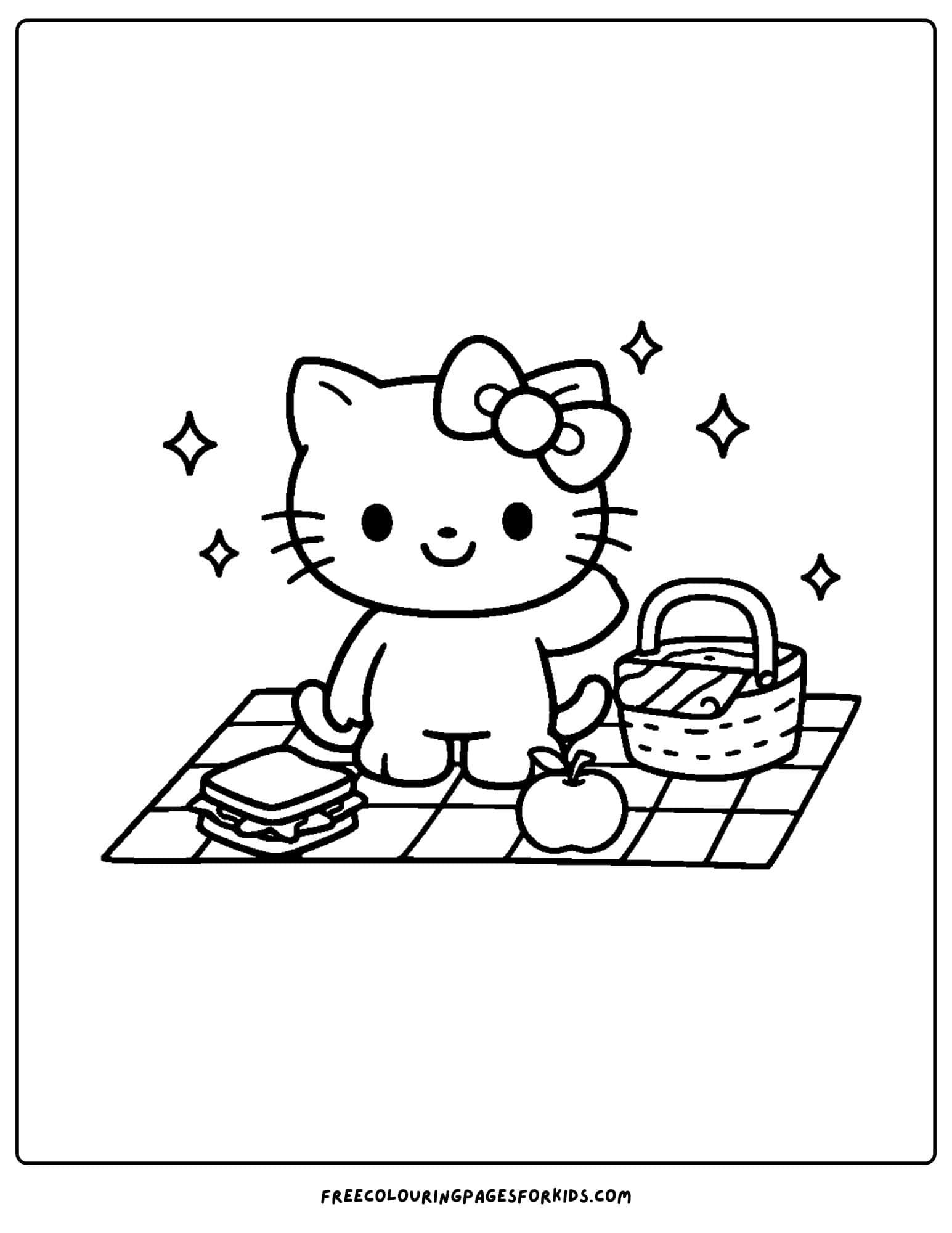 picnic hello kitty coloring page