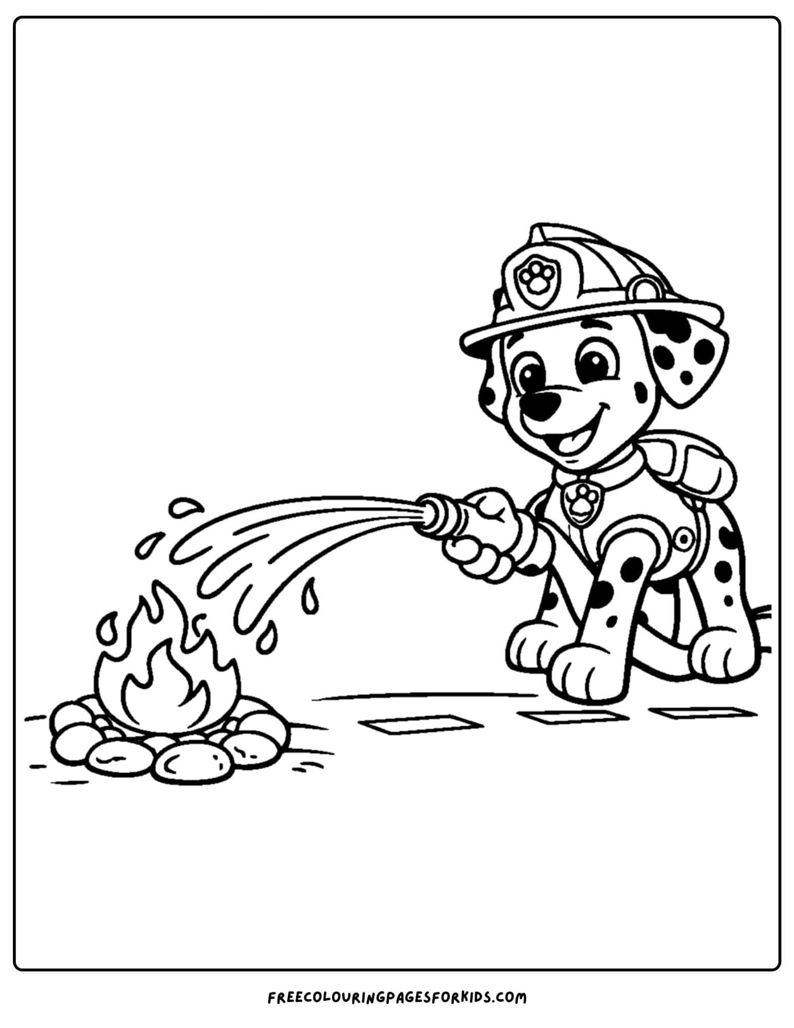 PAW Patrol coloring page, Marshall putting out a fire