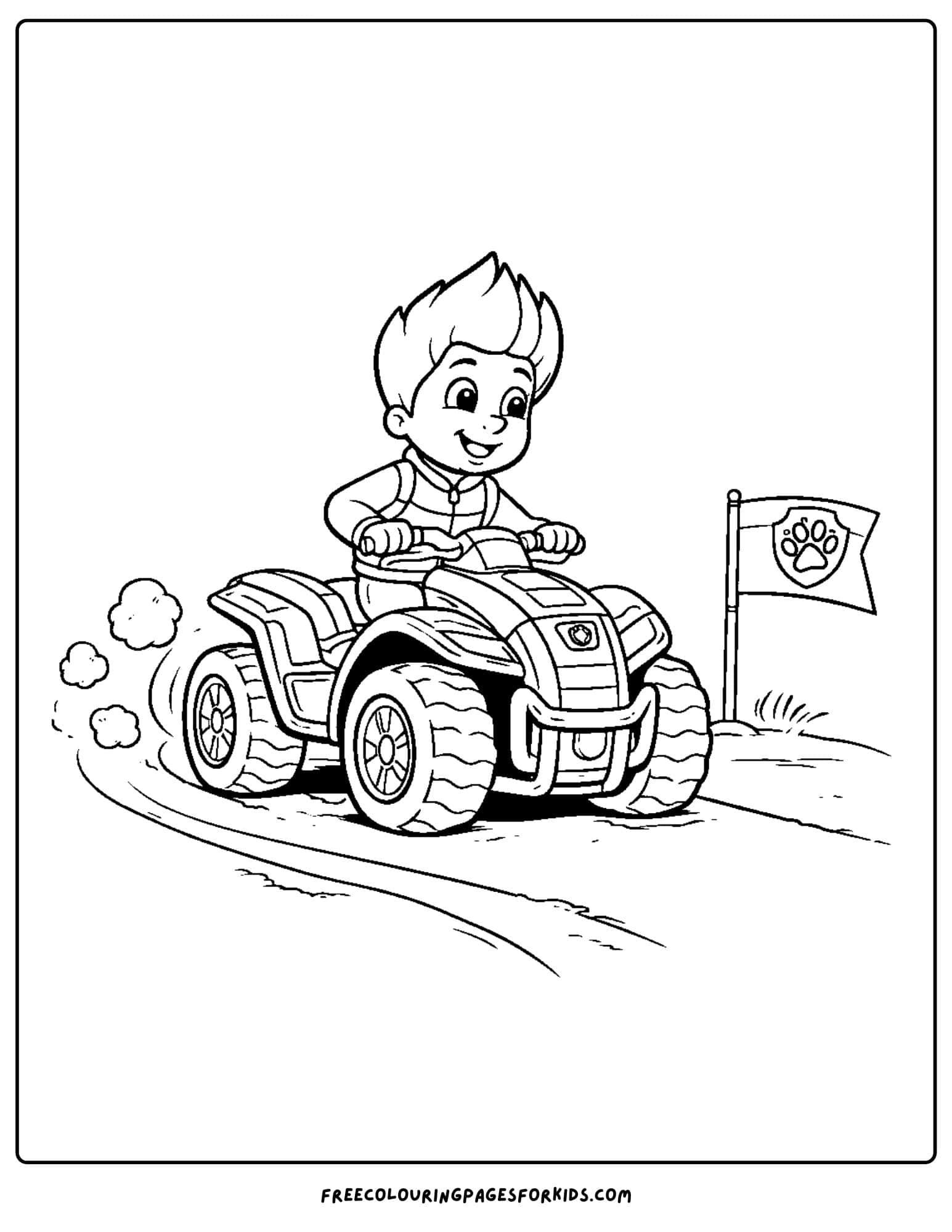 PAW Patrol coloring page, Ryder on his ATV